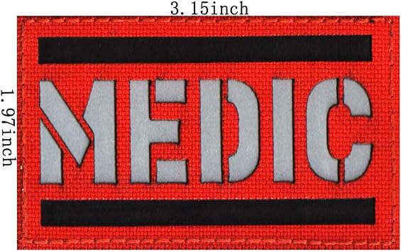 Reflective Medic Patch with Hook Loop Backing for Clothes, 3.15 x 1.97, 2 Pieces