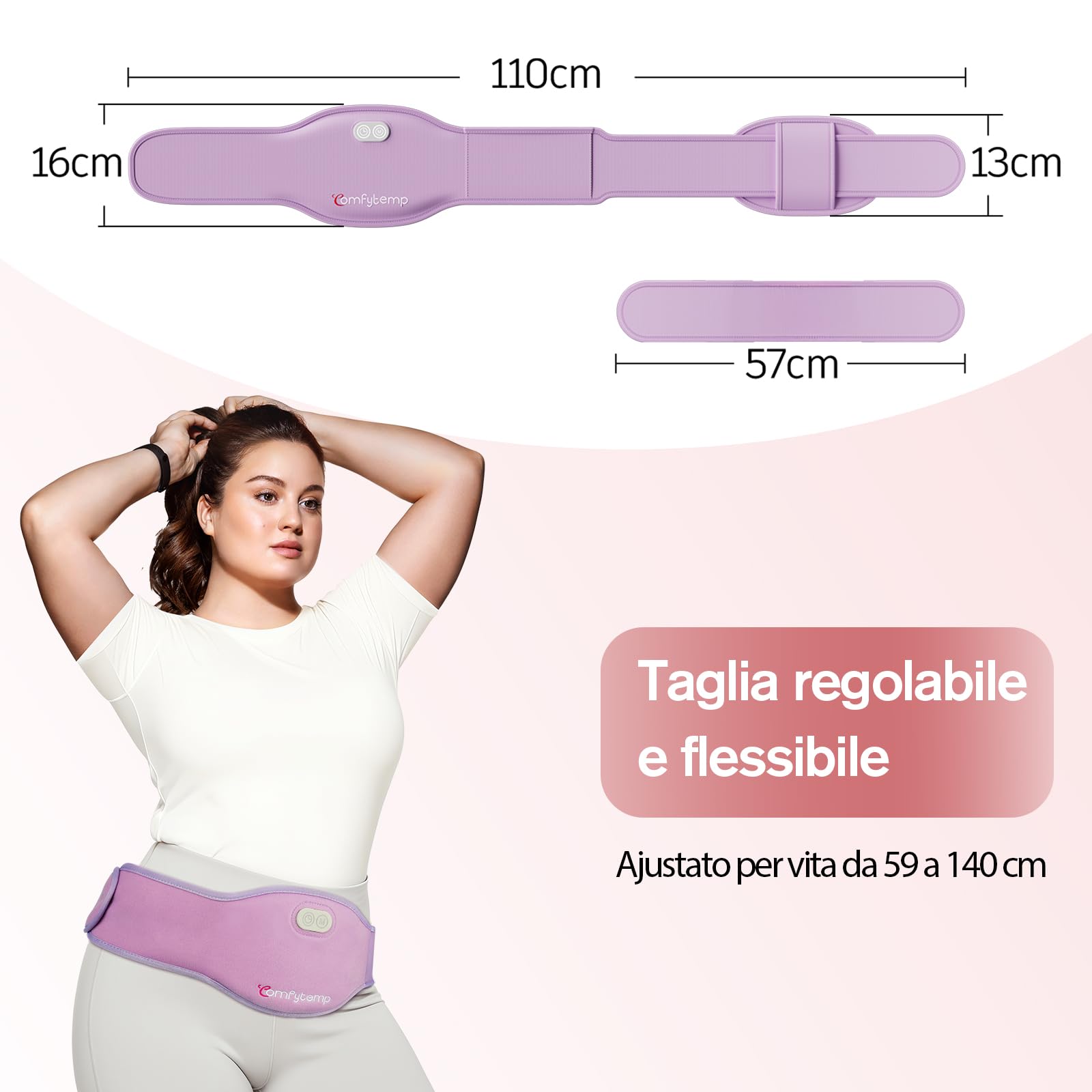 Comfytemp Fascia Riscaldante Mestruali, Grande, 5000mAh, Adatto per Scaldare la Pancia e la Schiena Durante il Periodo Mensile, 150x16cm, Fascia Riscaldata Senza Fili, Ideale per Mamme e Donne