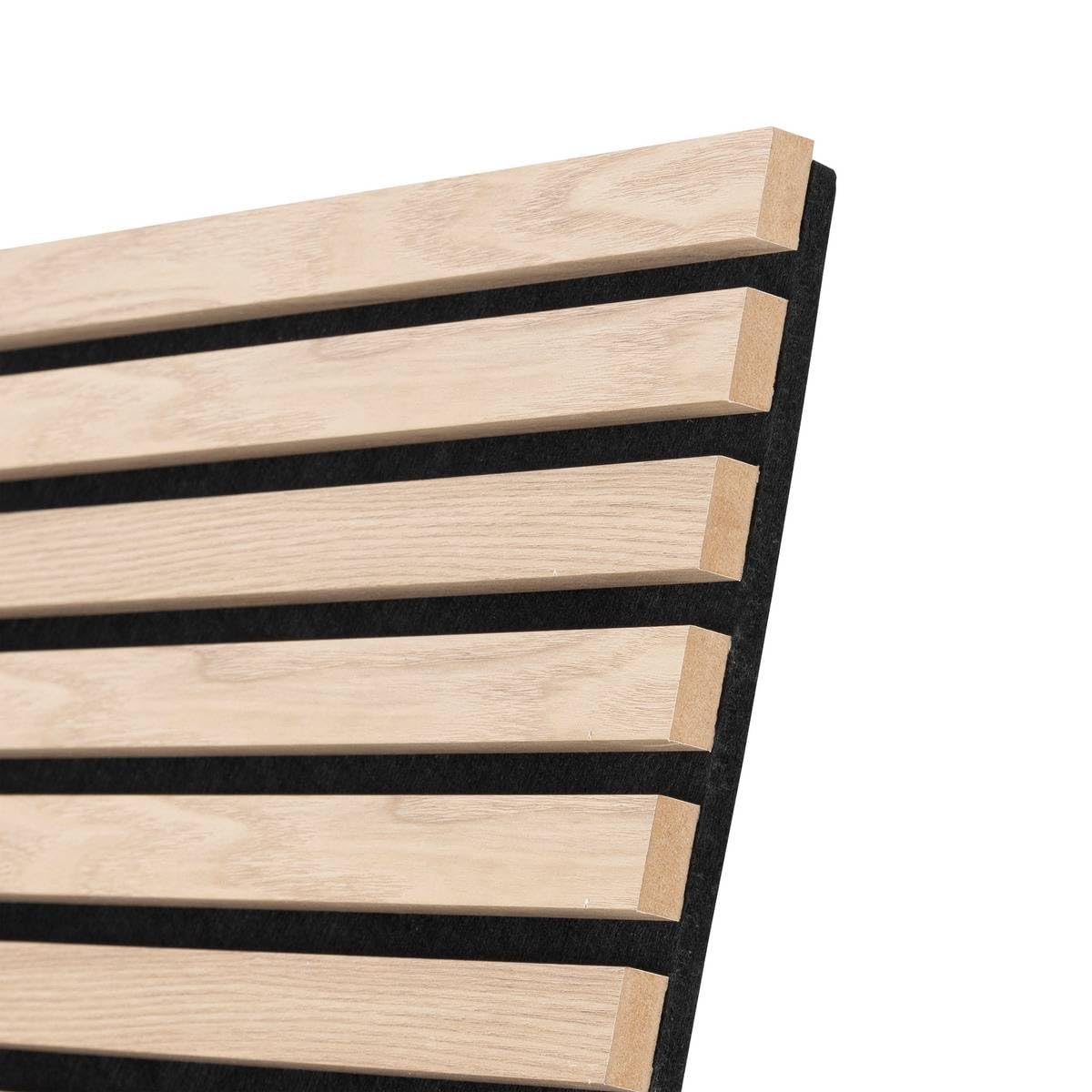 Atmosphera Créateur d'intérieur - Panneau Décoratif Tasseaux Bois Colva - 240x60cm - Beige Fond Noir - Réduction du Bruit - Entrée, Chambre, Salon