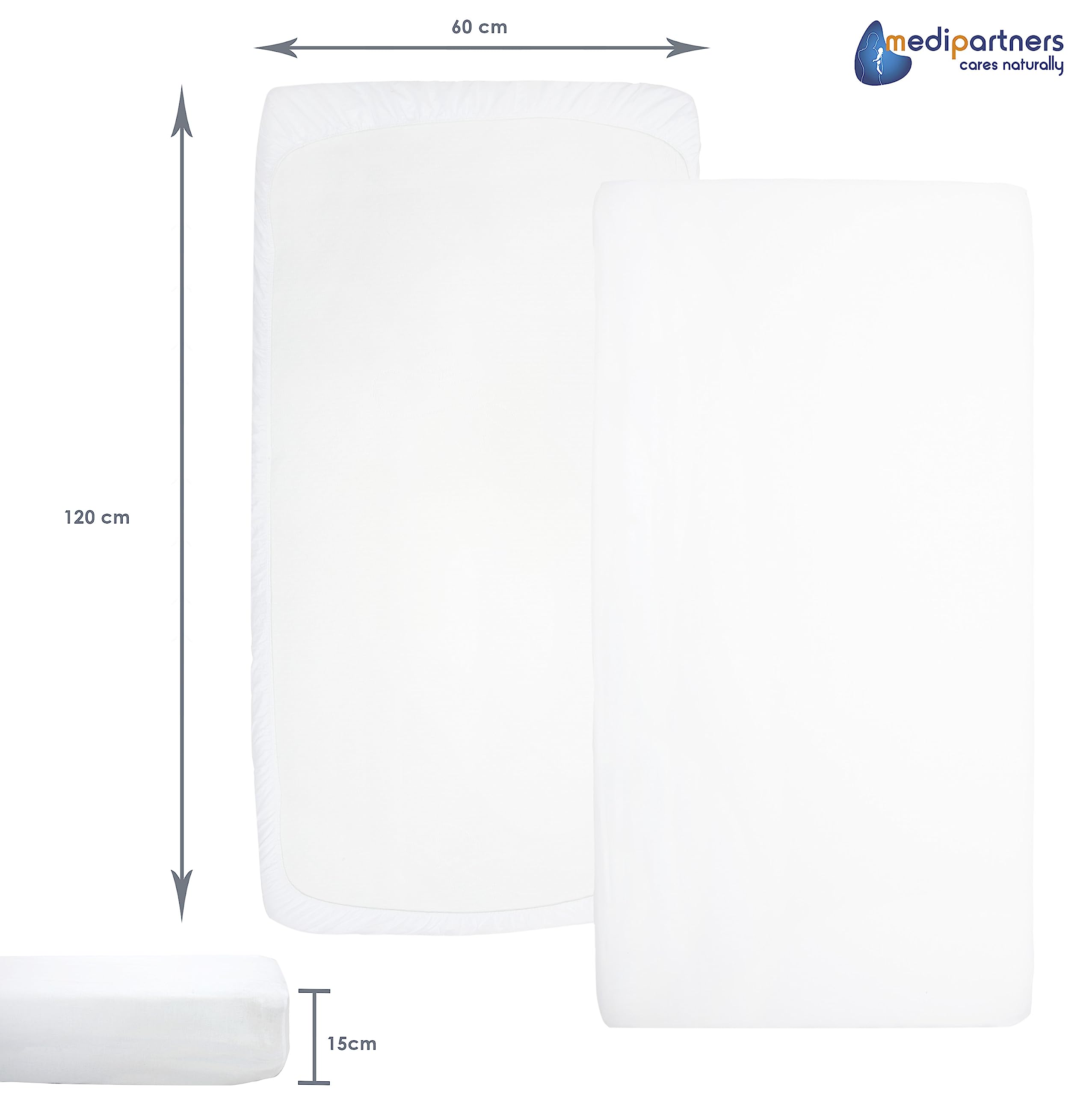 Medi Partners Lenzuola Lettino Neonato 60x120-100% Cotone Lenzuolo con Angoli Culla Coprimaterasso fitted Materassino Sheet Letto Bambino Lenzuolino (Bianco)