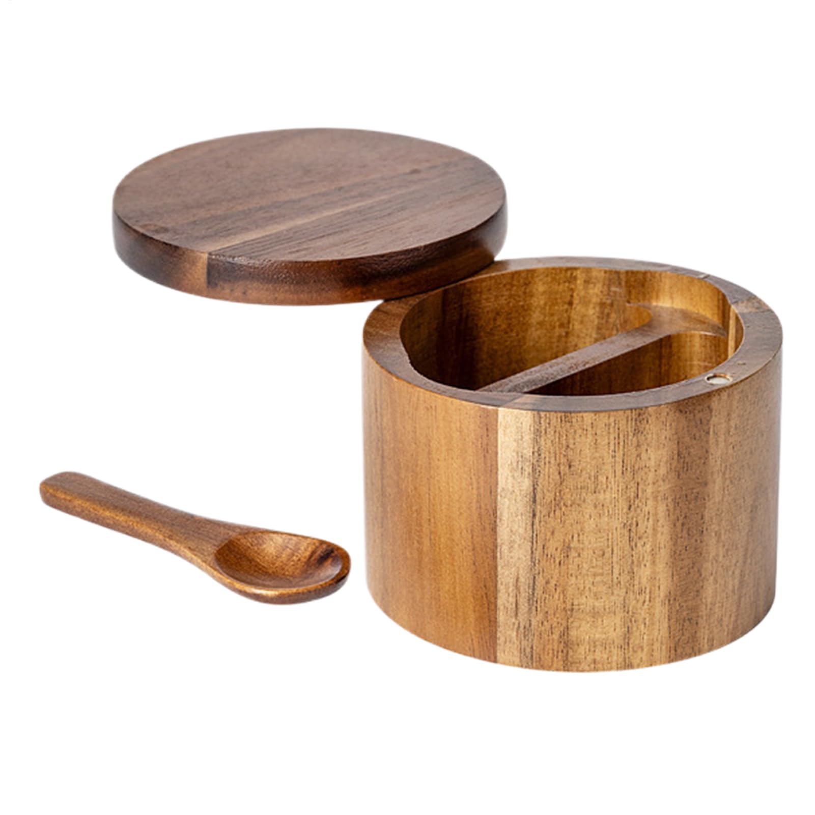 Amazon｜木製の塩箱 - ソルトセラーボックス|スイベル蓋付きの木製の塩