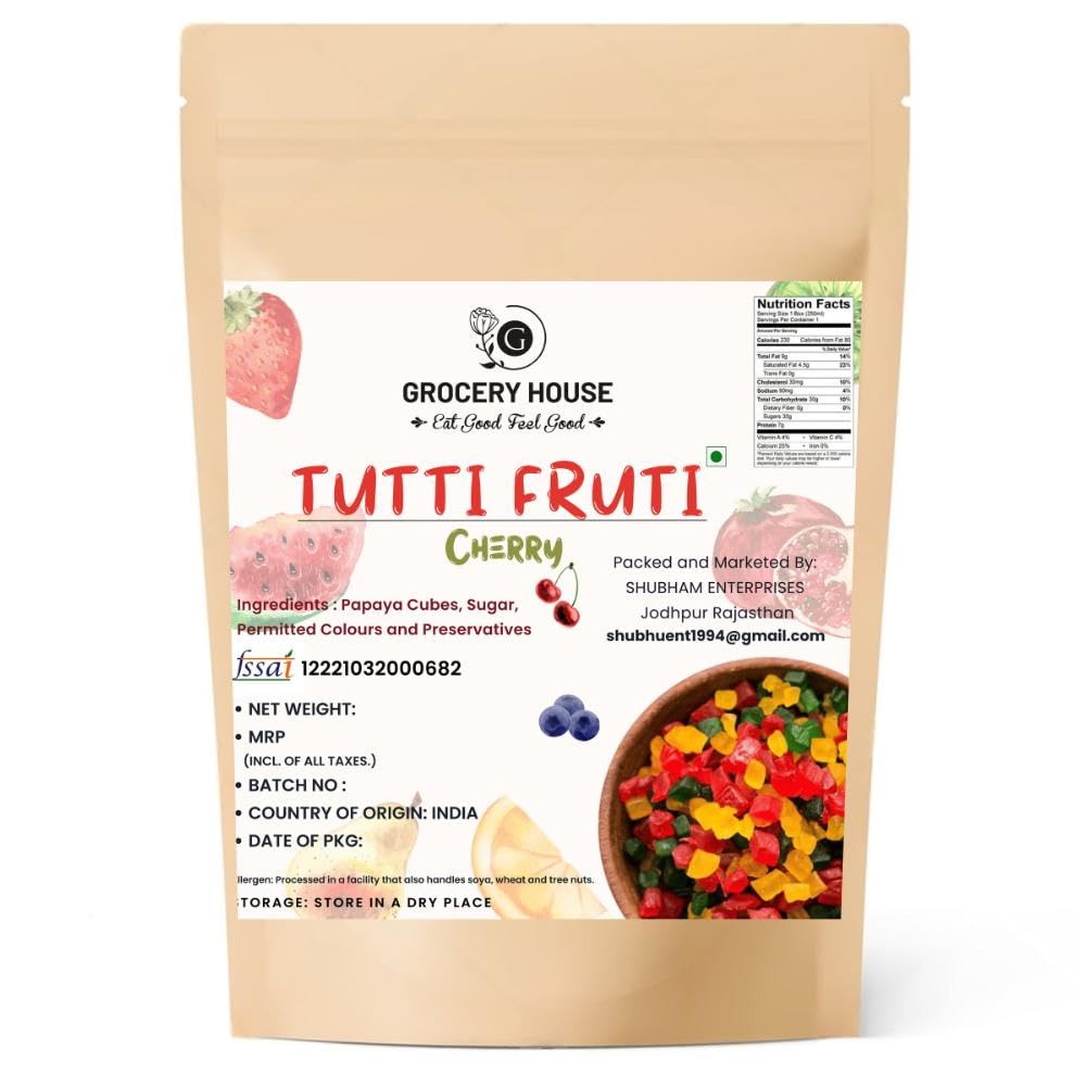 Mix Tutti Frutti Cherries Fresh Fruits Multi Colour Delicious in Taste (Pack of 250 Gram)