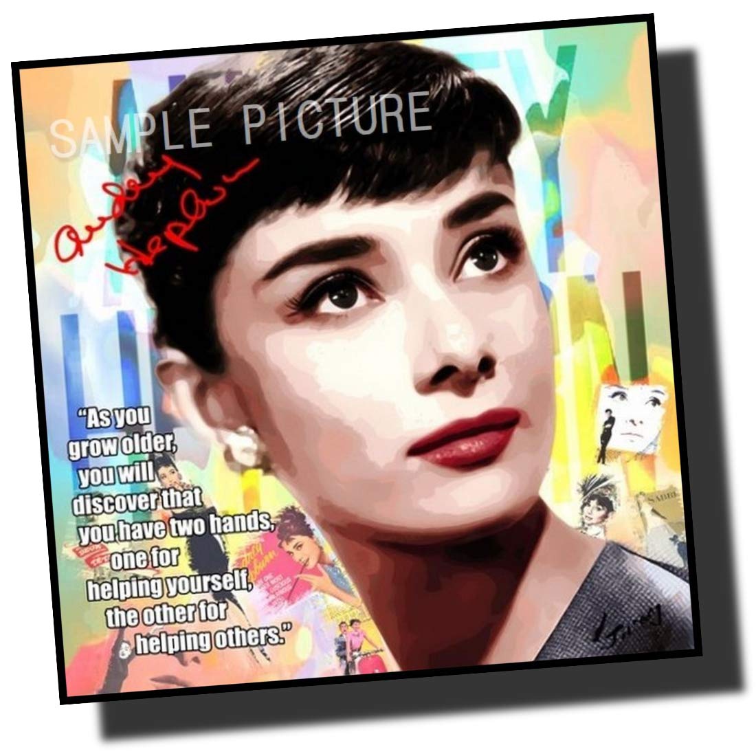 アートパネル　オードリーヘップバーン　アート　絵画　ポスター　壁掛け　額縁　額絵 アートパネル 60×80 水晶絵調 KH30 オードリーヘップバーン 偉人