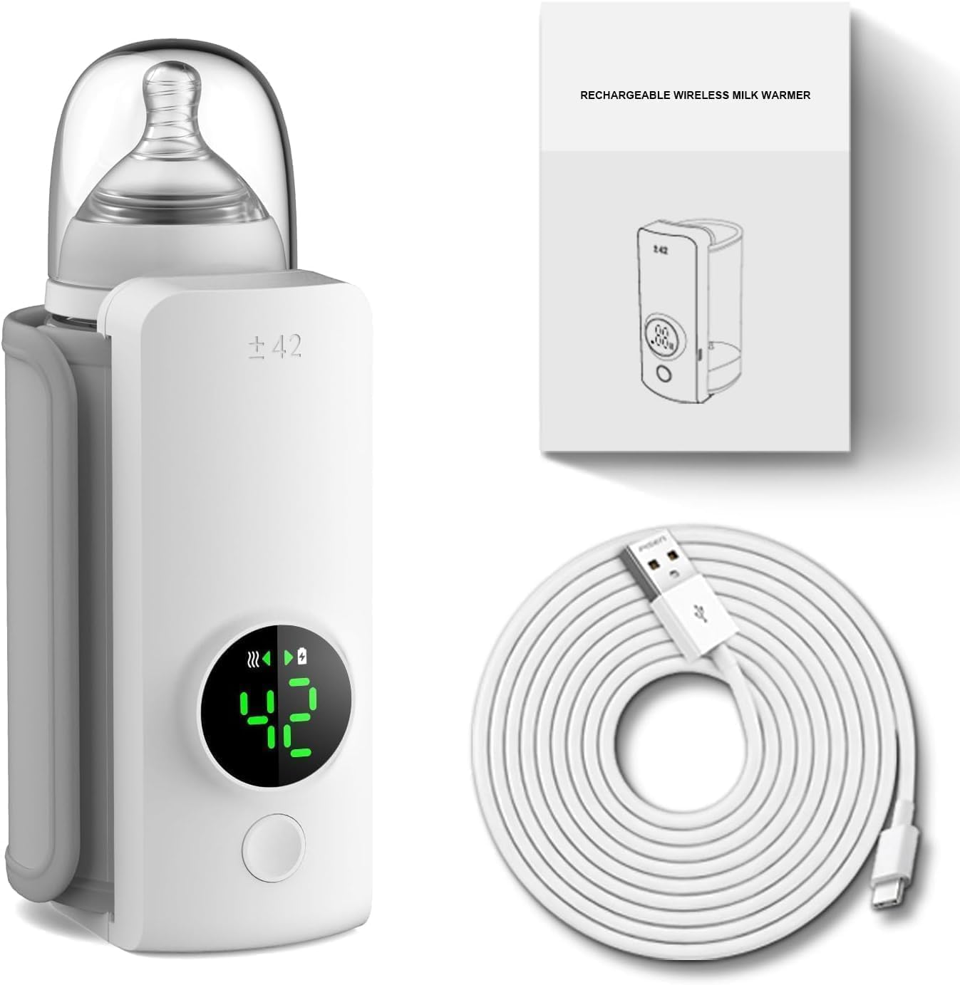 Cordless Baby Bottle Warmer | Portable USB Rechargeable Milk Heater | Waterless & Precise Temperature Control | Travel & Home Feeding Solution-image-30