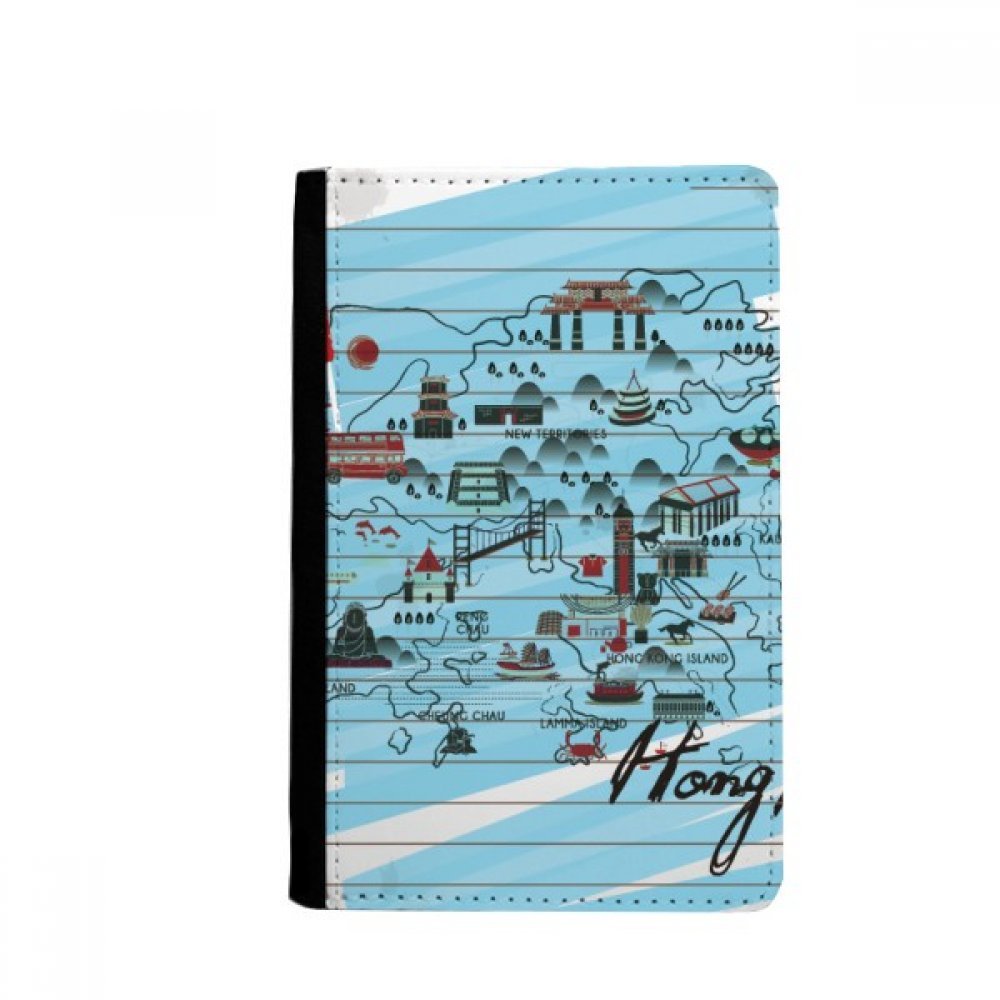 Hong Kong Local Map Passport Holder Notecase Burse Wallet Cover Card Purse