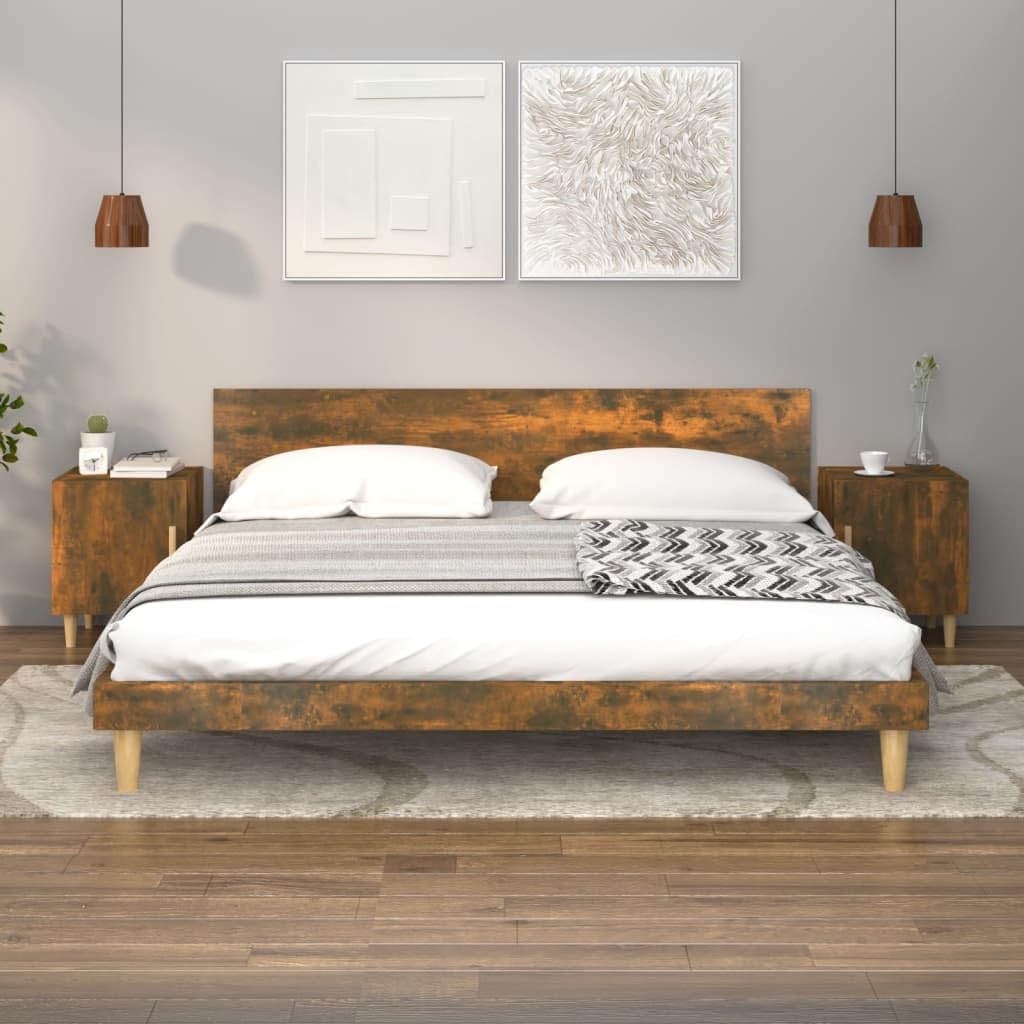 Table de chevet en chêne fumé meuble de nuit avec rangement chambre et salon