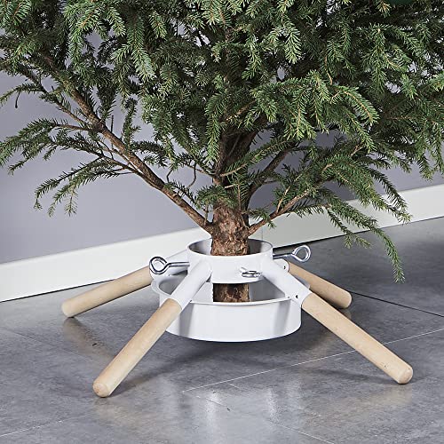Blissun Christmas Tree Stand, Christmas Tree Holder, Xmas Tree Base Stand for Real Trees, White