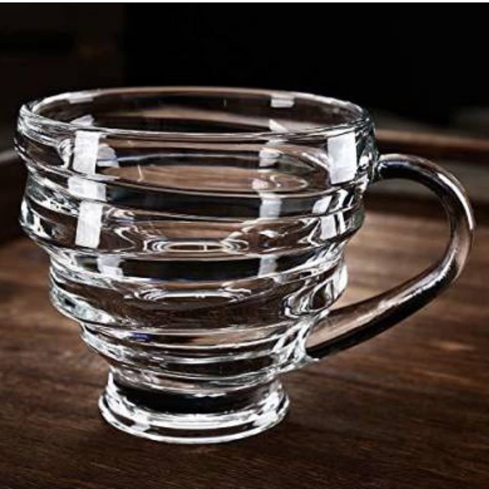 KOSH - Elegant Fancy Stylish Premium Crystal Glass Lead Free Cute Spiral Design Coffee and Green Tea Cups Mugs Latest Spiral Design Shape Elegant Transparent Cup Set (120 ml, Clear) - 2 Pc 2