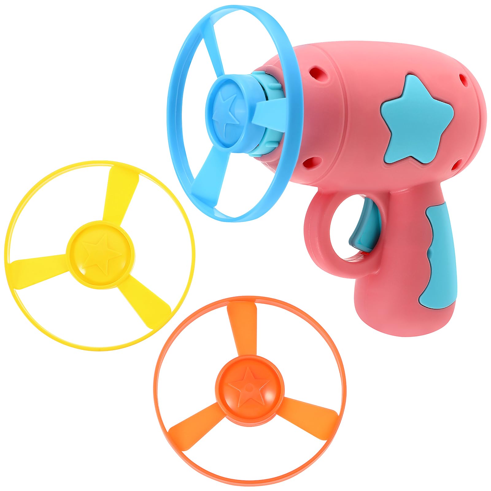 Alasum Flying Disc Launcher Toy for Kids and Cats, Interactive Outdoor Games with 3 Spinning Gyro Discs - Lightweight ABS Flying Saucer Fun for Toddlers Age 3-5, Easter Present & Kitten Exercise