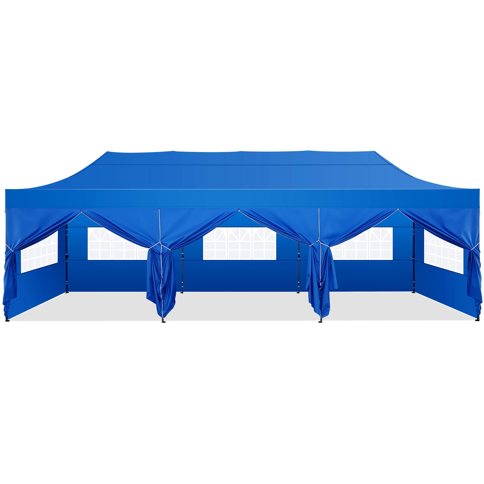 HOTEEL 10x30 Pop Up Canopy with 8 Sidewall (10 x 30 ft Blue)