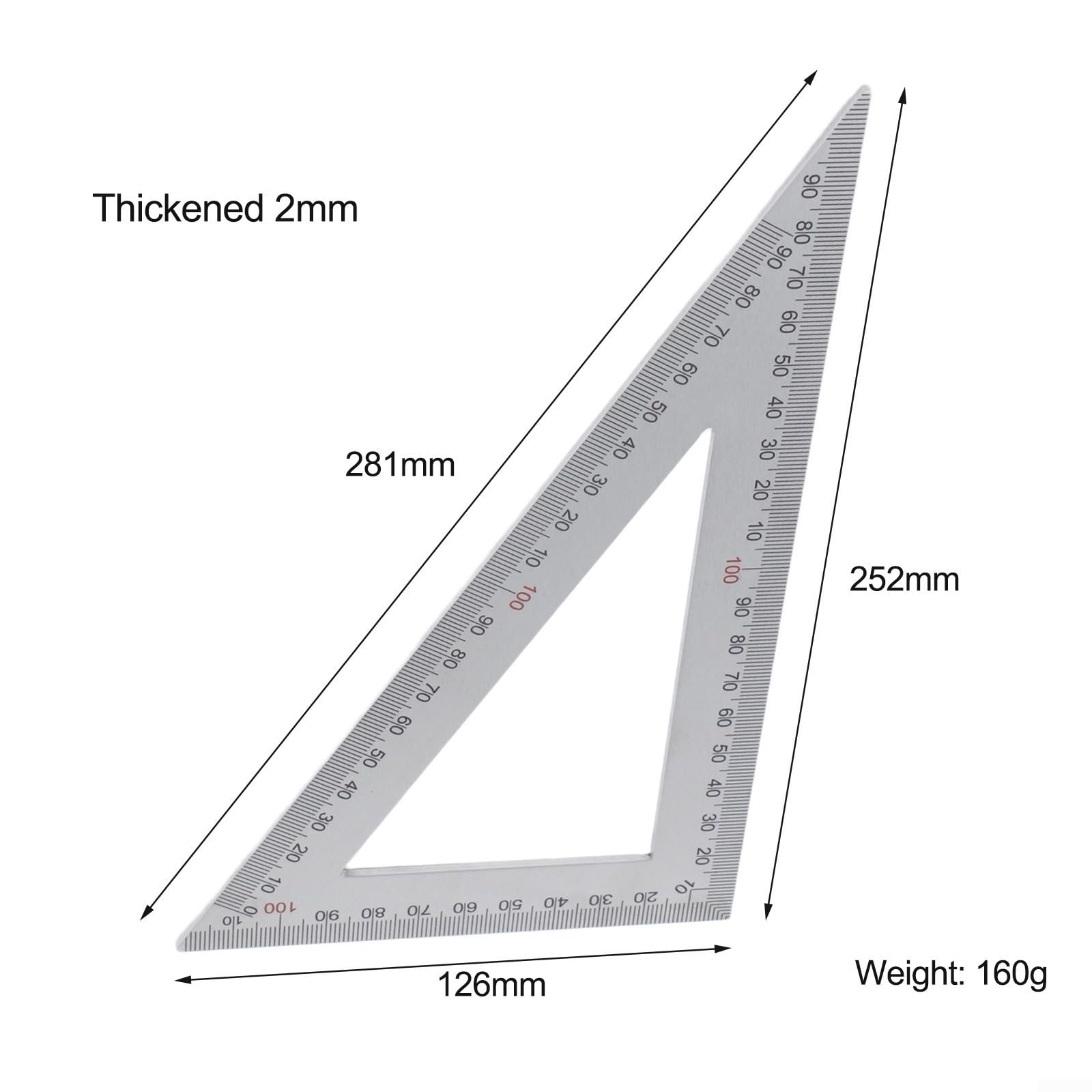 Équerre combinée robuste en acier inoxydable 45 à 90 degrés Outil de marquage avec niveau à bulle pour encadrement Équerre 25 cm (B)