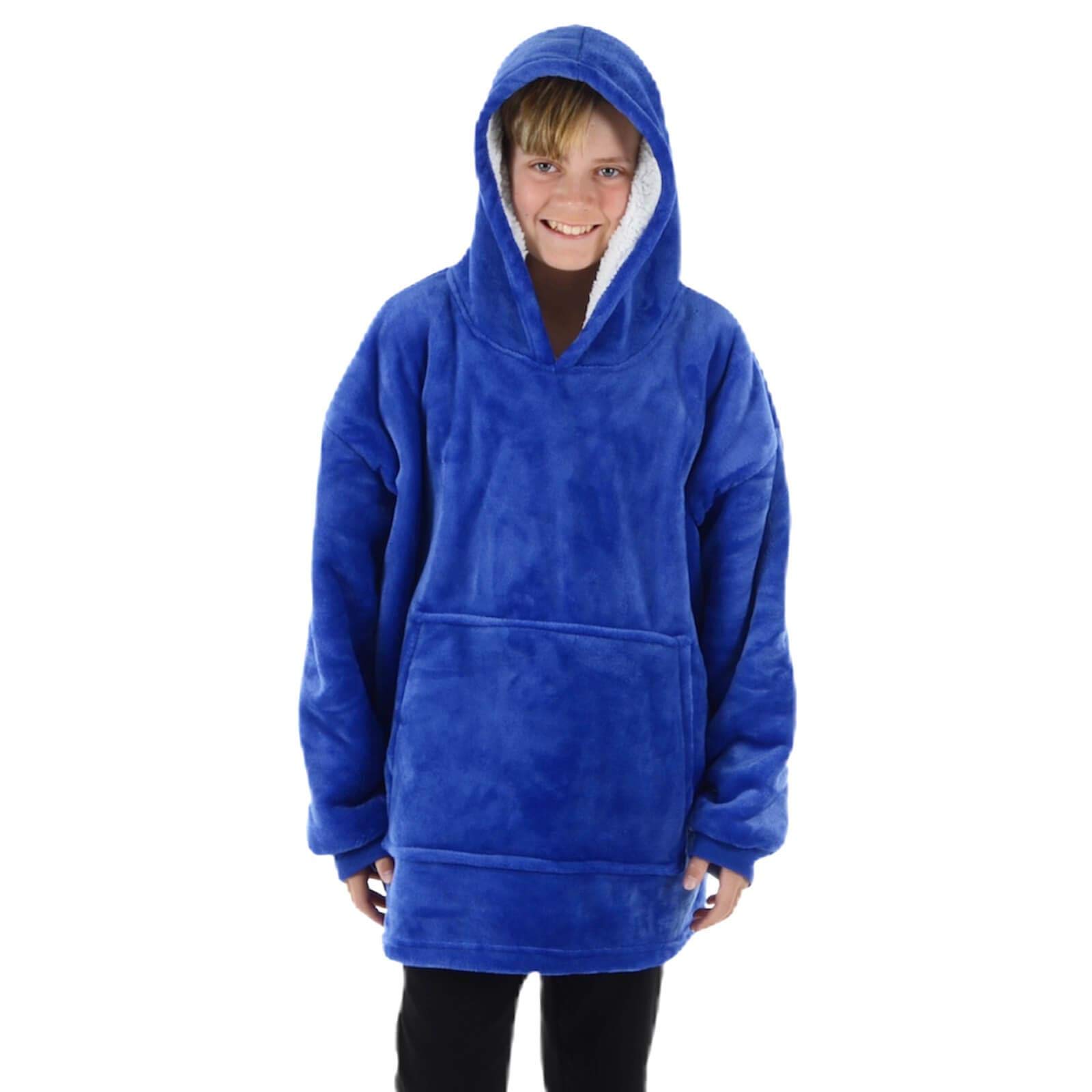 Hodge And Hodge Unisex Blue Teens Unizex Hoodie Blanket Sherpa Fleece Sweatshirt Oversize Top