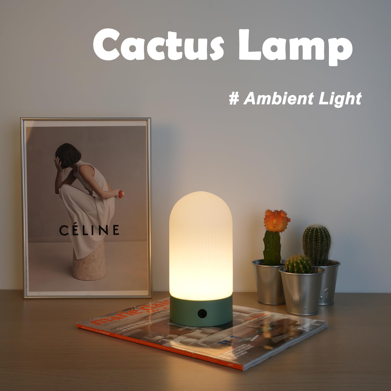 WEILAILUX Lámpara de ducha a pilas, impermeable, pequeña lámpara de mesa inalámbrica portátil, recargable, luz de estado de ánimo regulable al tacto para el hogar, patio, comedor, exterior (blanco)