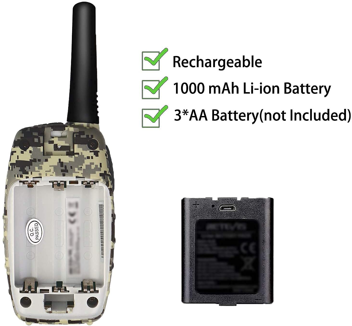 Retevis RT628 Walkie Talkies For Kids Rechargeable,22CH