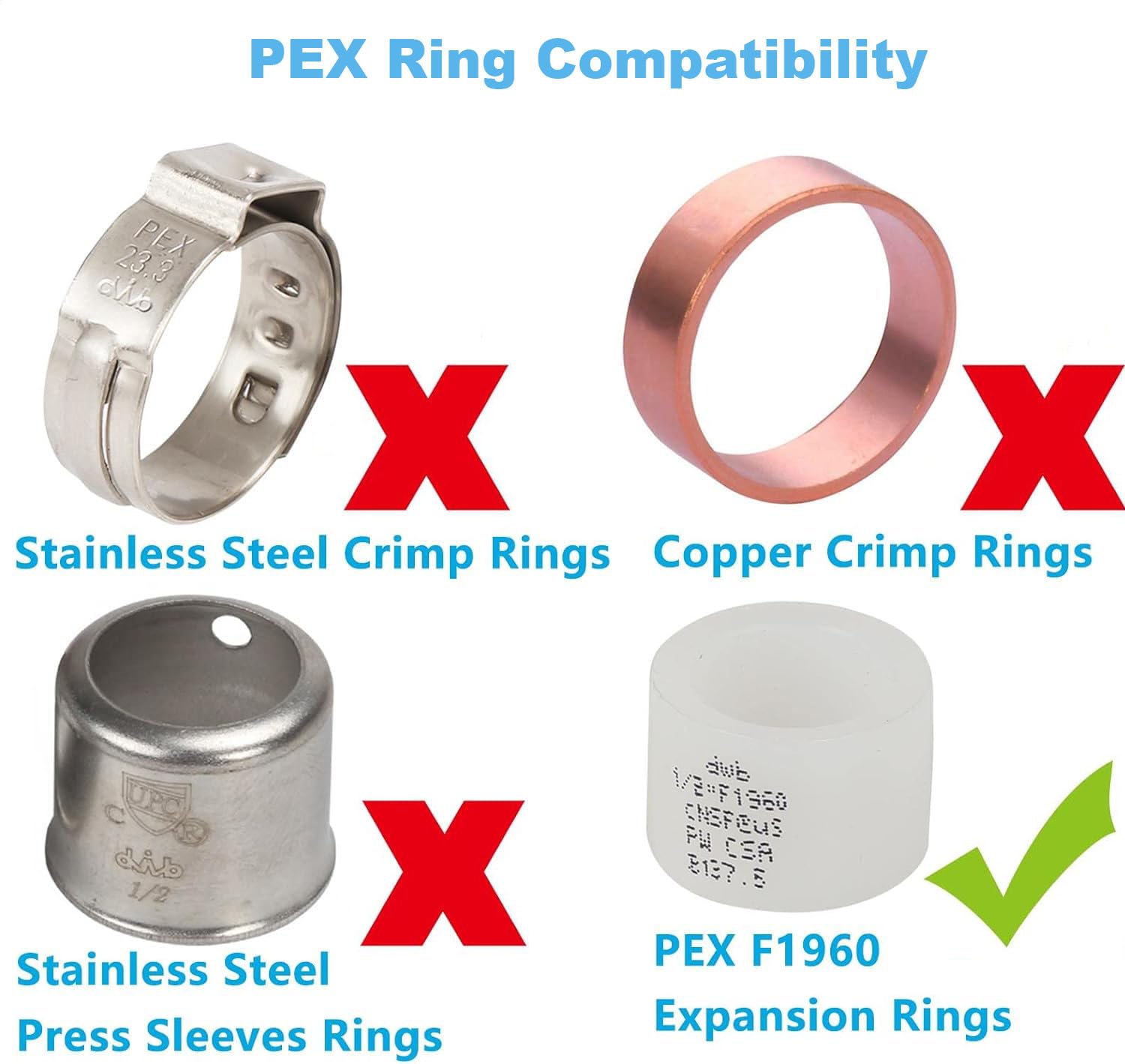 Paquete de 10 adaptadores Pex A de expansión de 1/2 x 1/2 pulgada hembra NPT de codo giratorio de 90 grados de polietileno PPSU para tuberías/tubos PEX-A, ASTM F1960 (10 unidades de 1/2