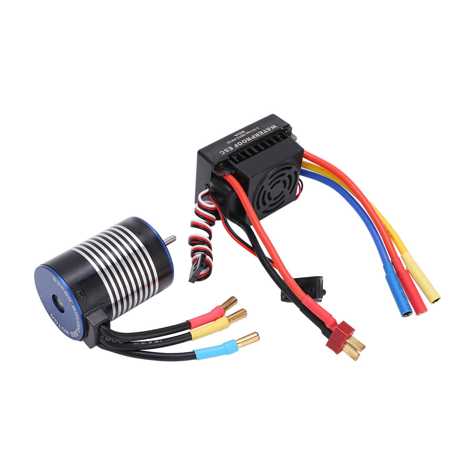 VGEBY RC Car Motor, Brushless Motor Y ESC Combo Set Controlador de Velocidad Elctrico con 60a Impermeable ESC Combo Set para 1/10 RC Car Model Accessories