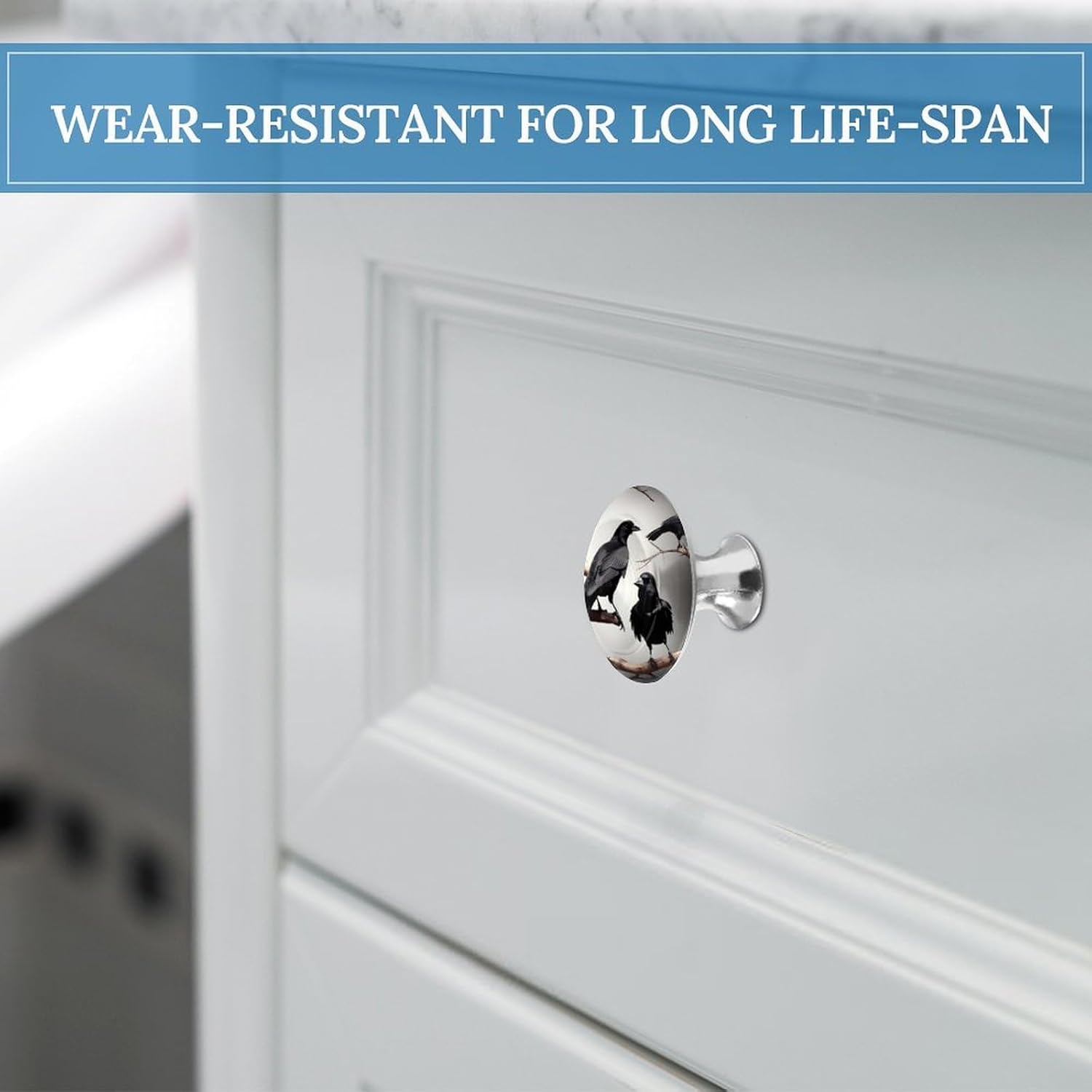 Cabinet Handles Round Drawer Pulls Black Crow Birds on A Branch Dresser Knobs for Cabinets And Drawers Handle Kitchen Cabinet Pulls for Bathroom Cupboard Drawers Cabinet Pulls for Kitchen Door
