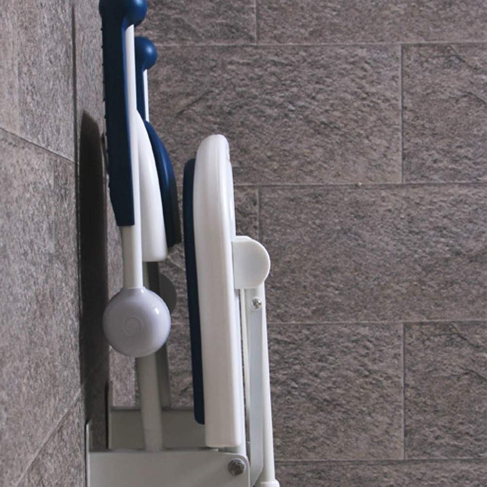 Sgabello da Doccia, Sedile da Doccia, Sgabello da Doccia, Sedia da Bagno Antiscivolo per Anziani/Donne Incinte con Schienale, Panca da Bagno Pieghevole da Parete con Braccioli Flessibili