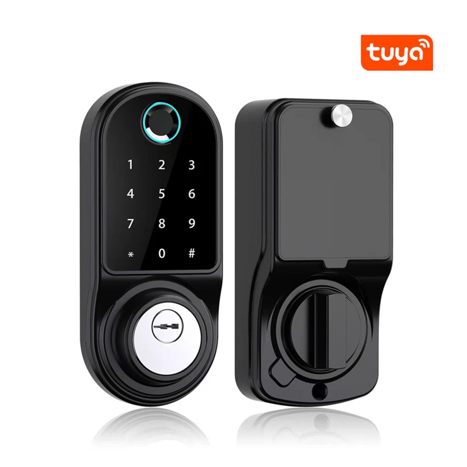 Smart Lock, Fingerprint Lock.Tuya APP Remote Control Smart Deadbolt Lock Fingerprint Fechadura Digital Password Indoor House Electronic Lock With Key (Color : Black-Tuya app)