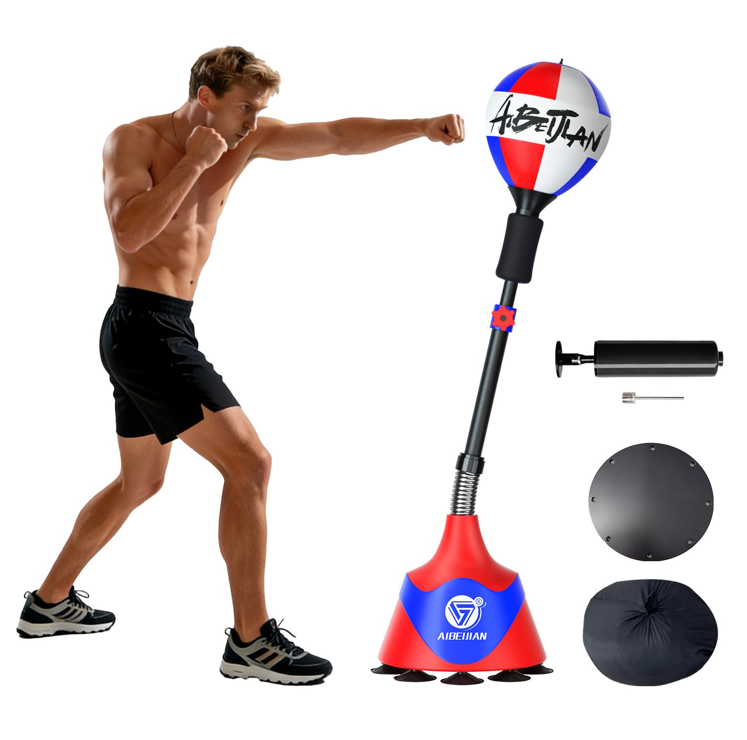 Freestanding Reflex Boxing Bag,Punching Bag with Stand,Height Adjustable,Speed Punching Ball for Adults Kids,Boxing Equipment for Home Gym