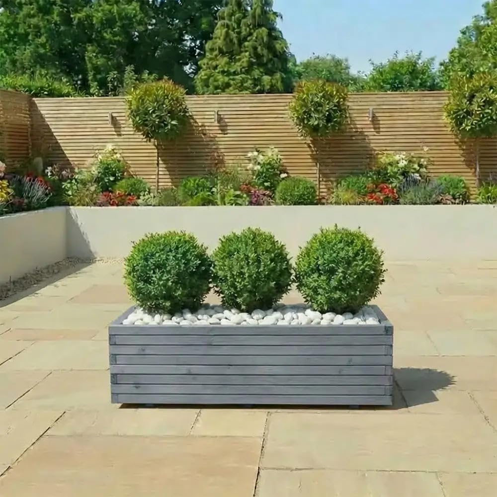 Tulipy 2m/1.8m/1.4m/1.2m/1m/90cm/70cm Pine Wood Trough Planter with Feet | 4 Colours | Premium Construction | Weather Resistant | Flatpacked | Easy To Assemble (Charcoal, L120cm x W42cm x H38cm)