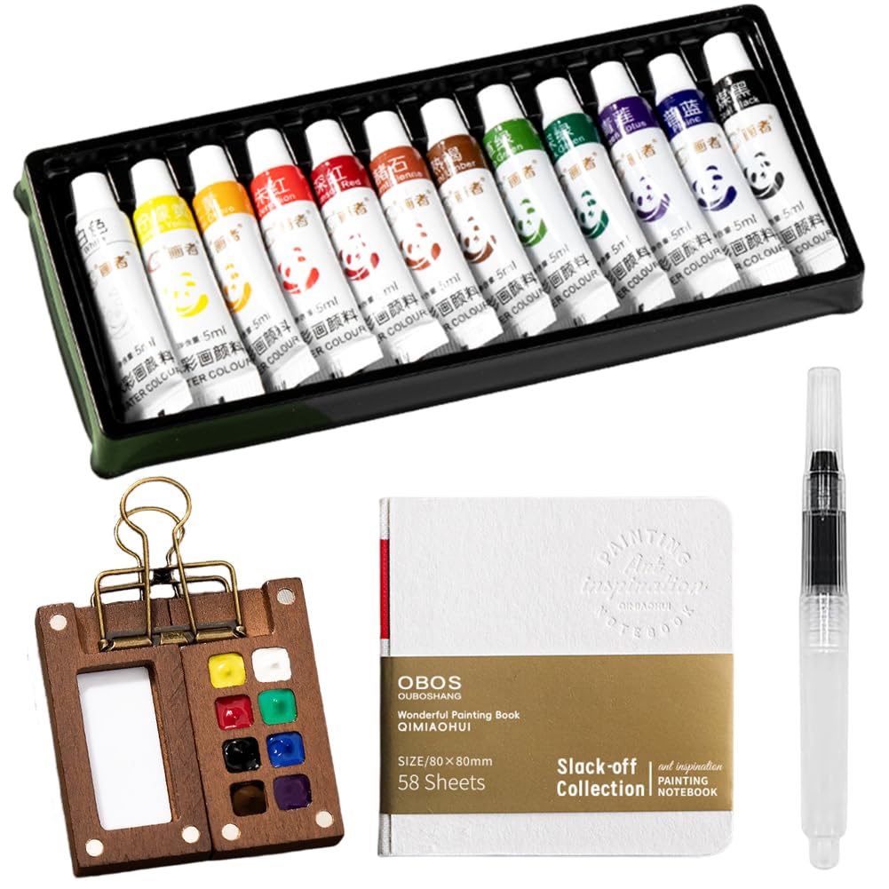 Wfkkmeq Black Portable Watercolor Palette, 5 Pcs Mini Paint Palette Travel Kit 8 Grids Pocket Artist Watercolour Travel Set Portable Travels Painting Sets With Portable Watercolor Palettes For Artists Painters