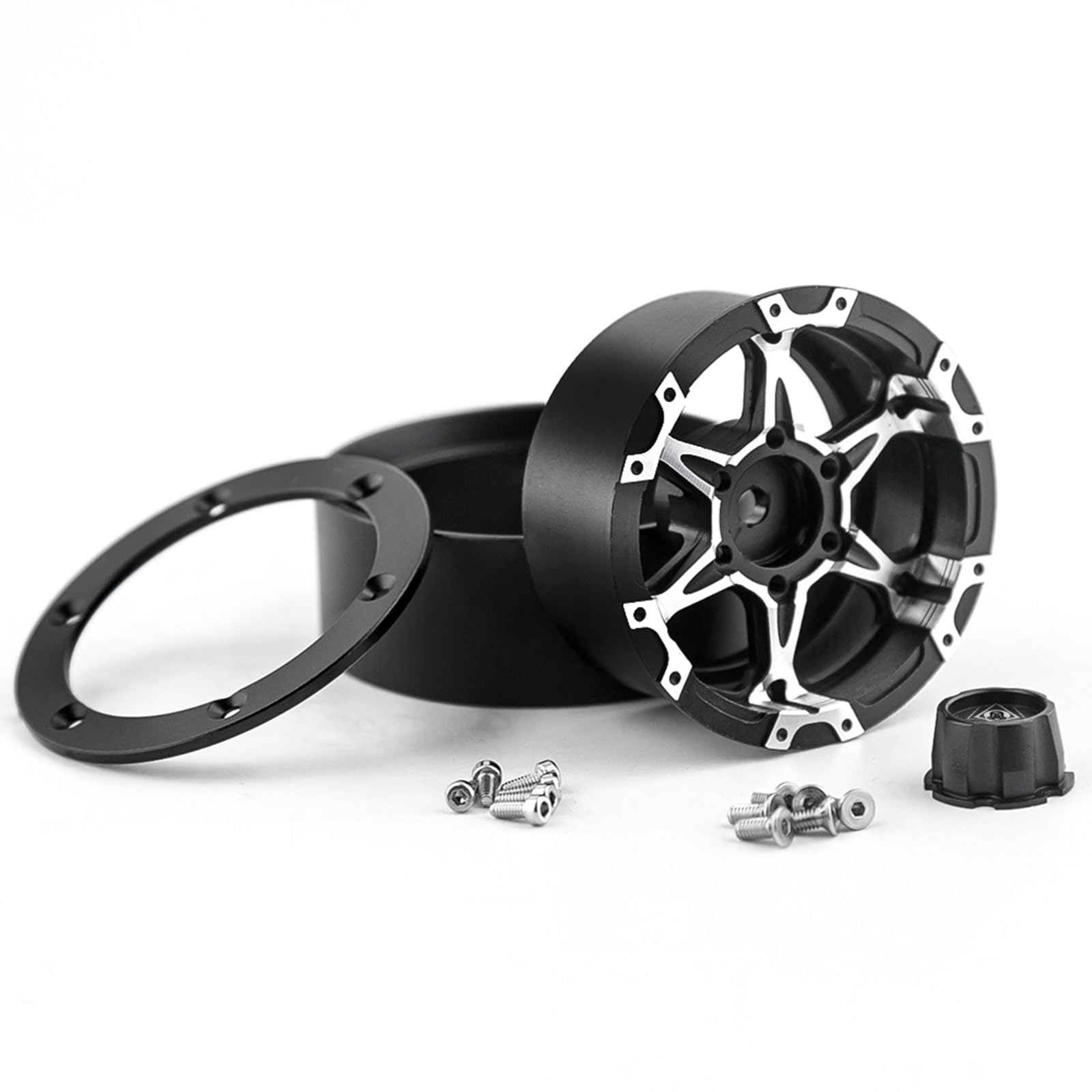 4 pièces moyeu de Roue 1, 9 ' ' Jantes de Roue en métal Beadlock avec 6 Rayons pour Voiture télécommandée Jouet 1/10 modèle Accessoires sur chenilles moyeux pour chenilles