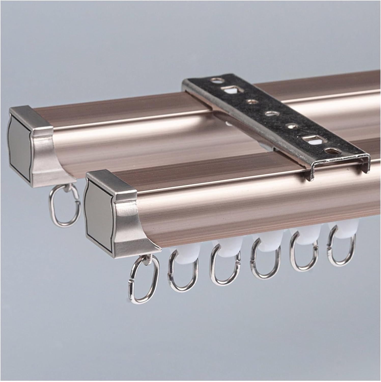 Premium Heavy Duty Double Track Curtain Rail Kit Aluminum Straight Room Divider Track Ceiling or Wall Mounted 3.6ft/110cm Ideal for Home or Office Use
