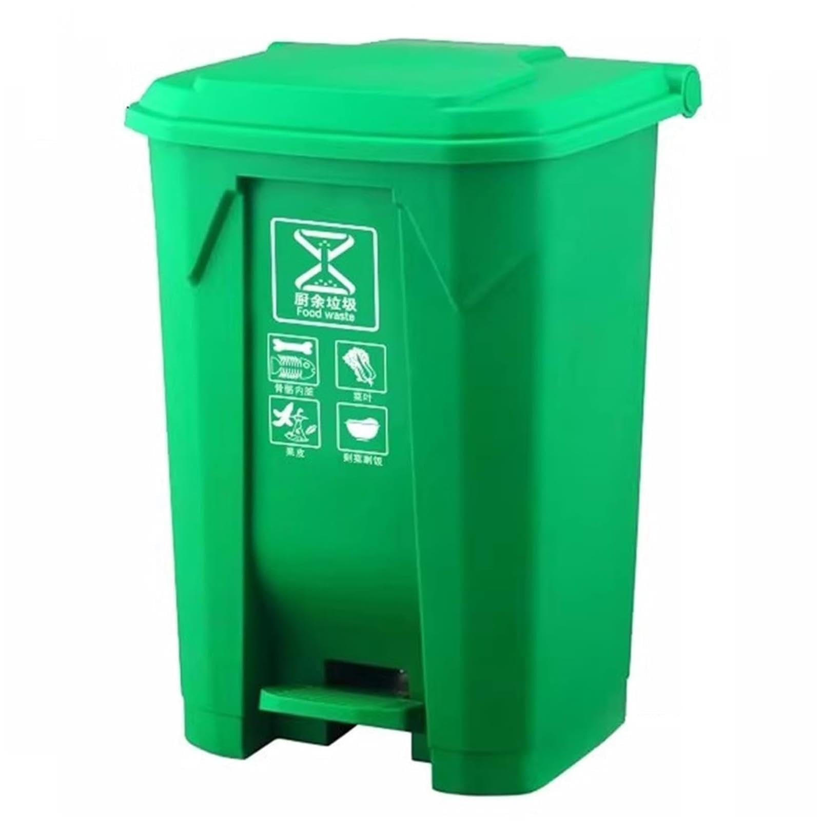VITIWEDTY Commercial Outdoor Trash Can with Wheels, Thickened Plastic Garbage Container for Indoor (Green 50L)