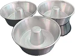 Kit 3 Forma Bolo Caseiro 20 X 6,0 X 18 Cm Alumínio Com Furo no Meio