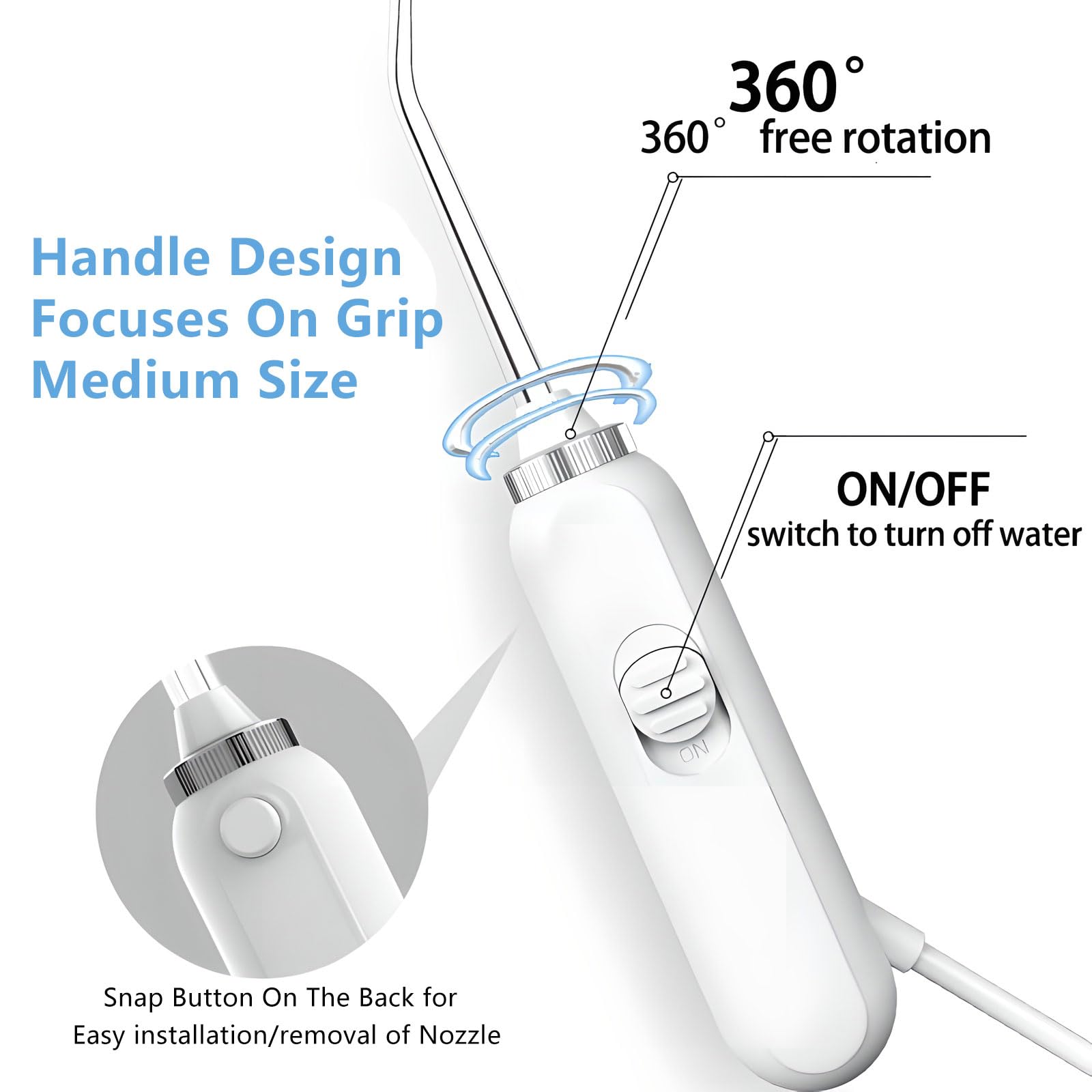 Irrigador bucal eléctrico de 600 ml, ajuste de presión en 10 niveles y boquilla giratoria de 360°, pantalla LED con múltiples modos, incluye 2 boquillas para el cuidado bucal
