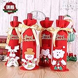 Material: Stoff Udol Festliche Stimmung Weihnachten Pull Flanelljacke Weinflasche Taschen Weihnachtstisch Weinsets alte Weihnachtsartikel j0929 (Color : Four-Piece Set, Size : 12 * 34CM)