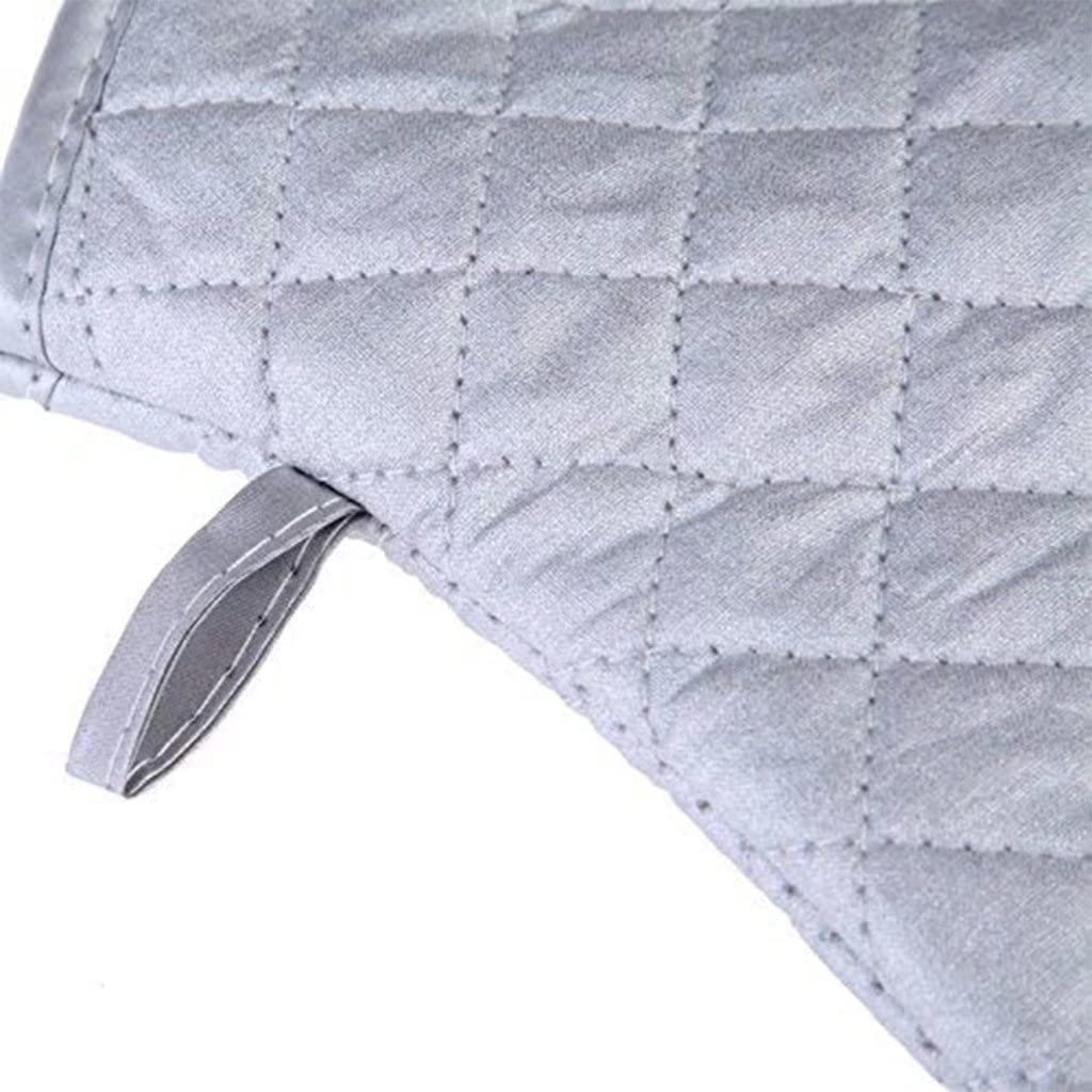 Genérico Guantes para Barbacoa Resistentes al Calor, Guantes de algodón engrosados ​​y extendidos, Herramientas de Cocina a Alta Temperatura Guantes para Horno, 1 par (Color: Plata, tamaño: 61 cm)