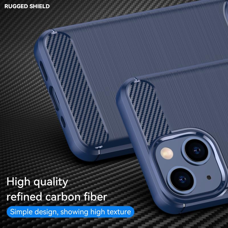 Image of Hybrid Carbon Fiber Back Case for iPhone 13 Mini (Blue)