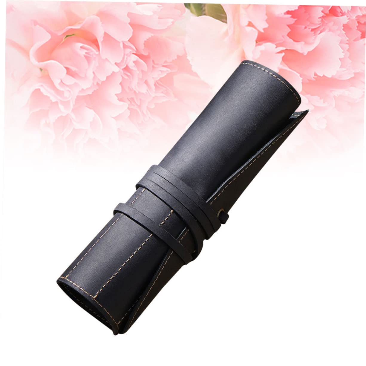 Lurrose Estuche Enrollable de Cuero para Bolígrafos y Plumas Estilográficas, Negro, Hecho a Mano, Compartimentos, Adecuado para Oficina y Negocios