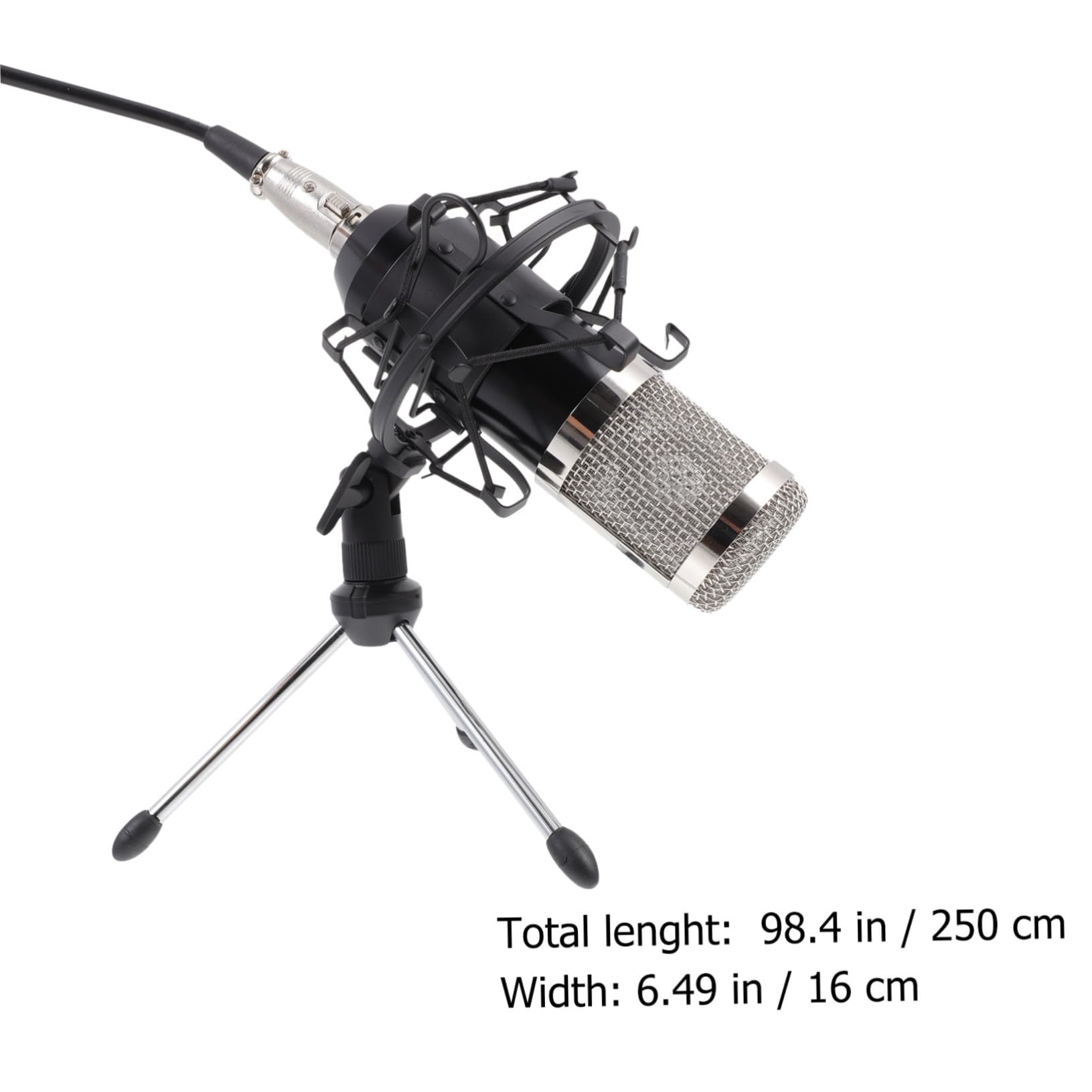 Kit de Micrófono Condensador con Cable para Oficina y Ktv Set Ligero y Portátil para Conferencias y Streaming Clara de Voz Color Negro con Rejilla Plateada