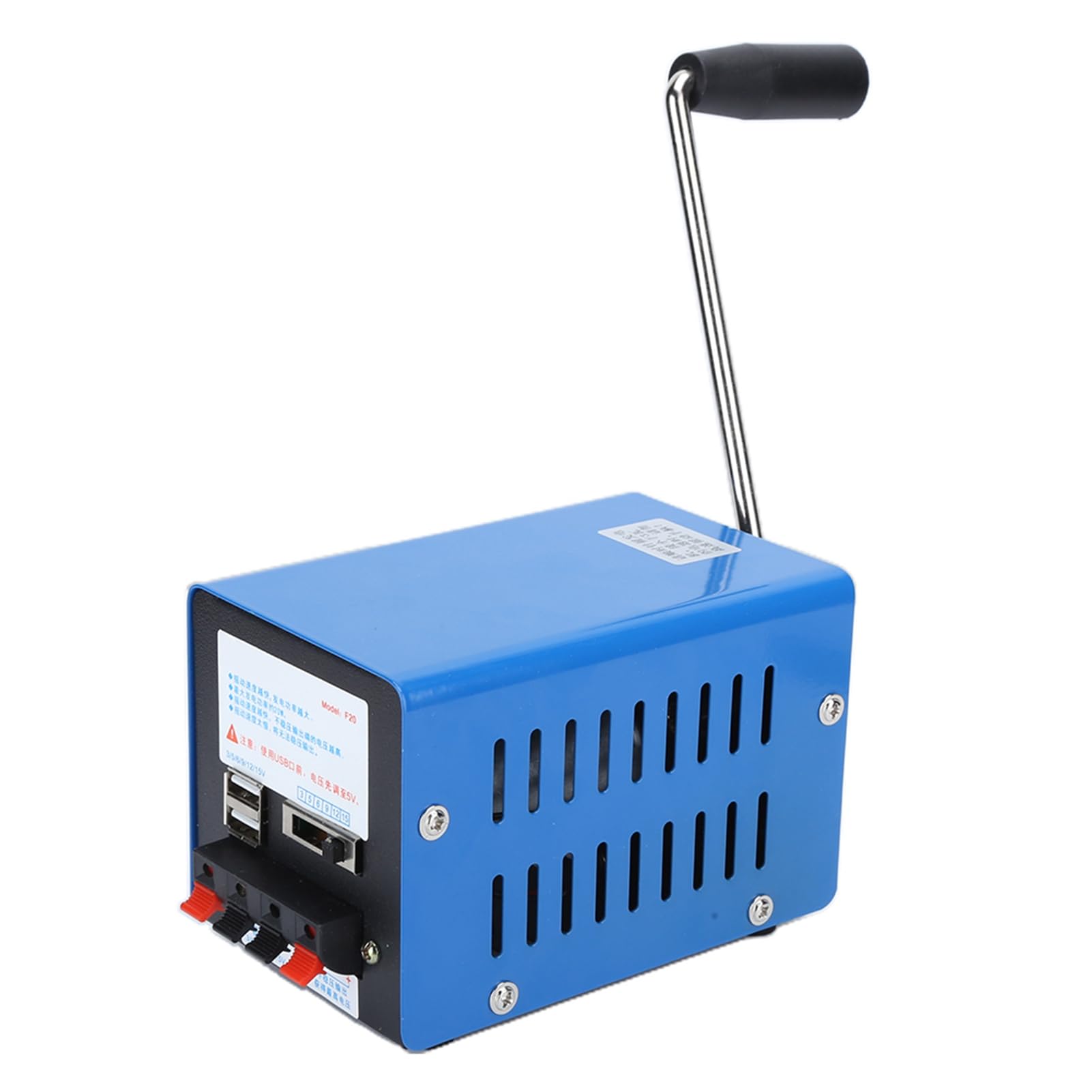 Generatore a Manovella Generatore Portatile da Esterno in Metallo 20W Opzioni di Tensione Multiple Alimentazione Manuale Compatta per la Ricarica del Telefono Campeggio Escursionismo Uso