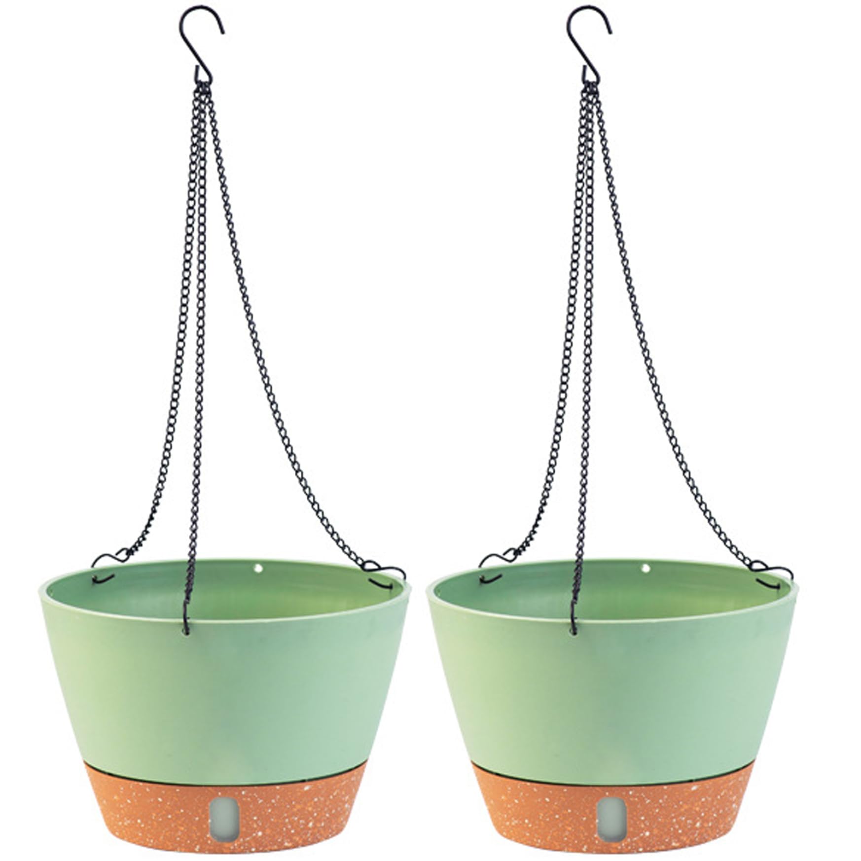 Pots de fleurs suspendus avec niveau d'eau visible et vase drainant respirant