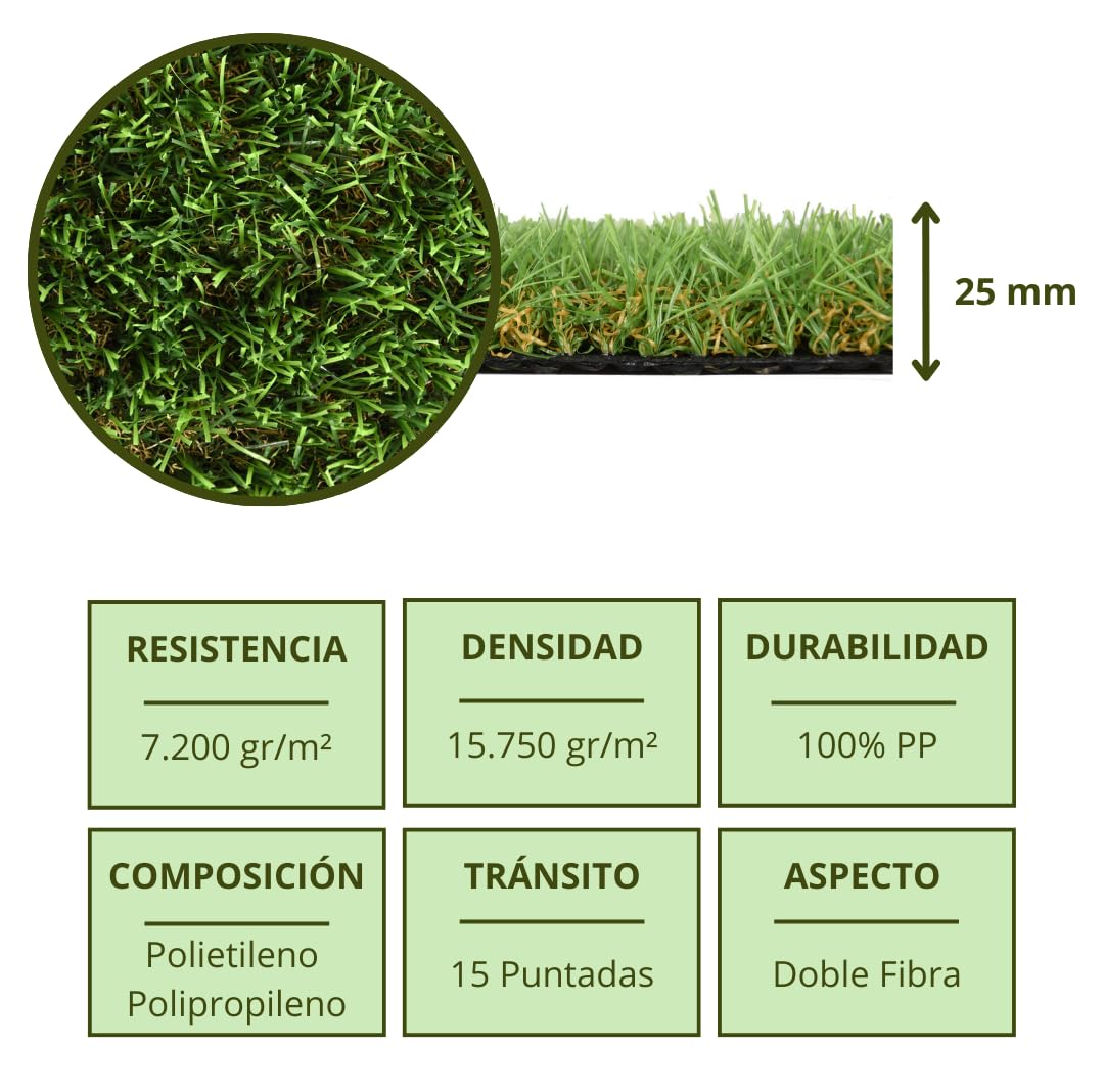 Suinga Prato Sintetico 25mm Autunno | Rotolo 2x5m | Tappeto d’Erba Sintetica Realistica a Doppia Fibra | Ideale per Giardini, Terrazze e Balconi