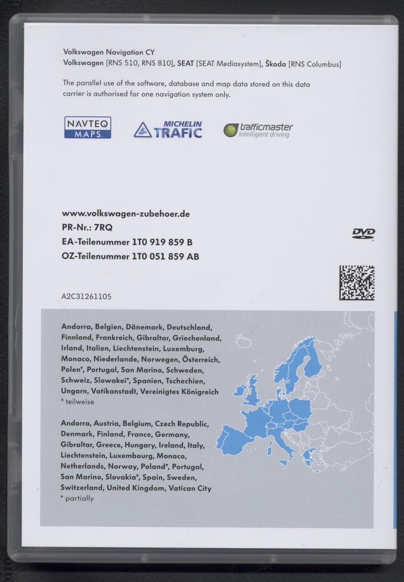 VW Original Navigations DVD West 2013 Europa V9 RNS 510/810