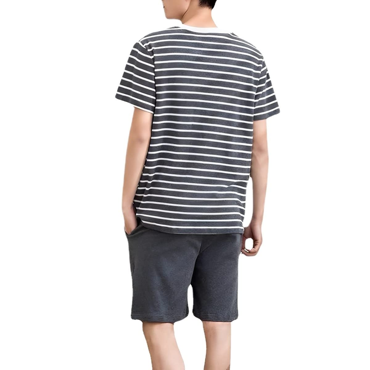 Ensemble pyjama 2 pièces hommes coton de qualité supérieure vêtements de nuit gris élégants 2XL