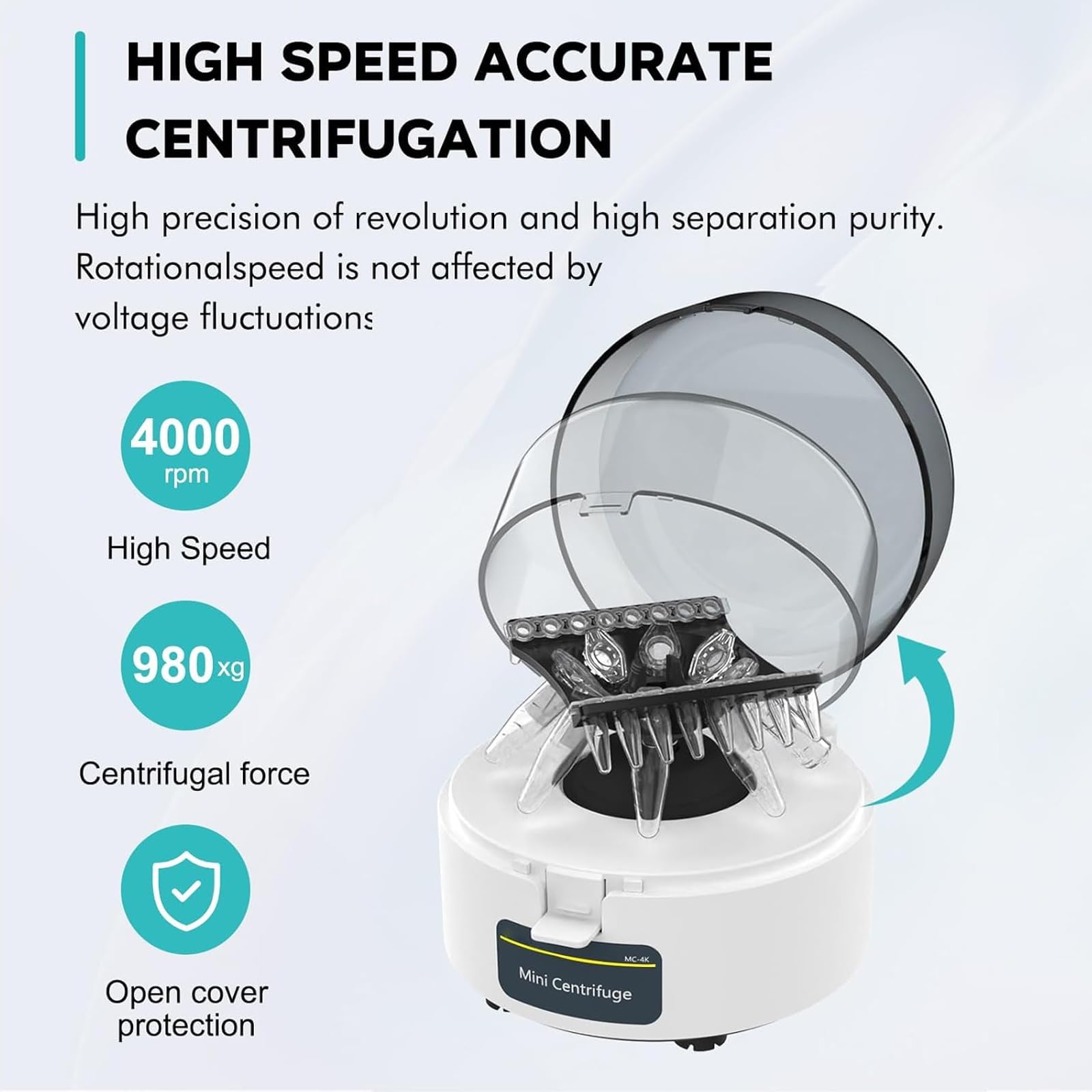 COYEUX Mini centrífuga de Laboratorio de 15 W, microcentrífuga de 4000 RPM y 980 x g, con Rotor 2 en 1, para Laboratorio