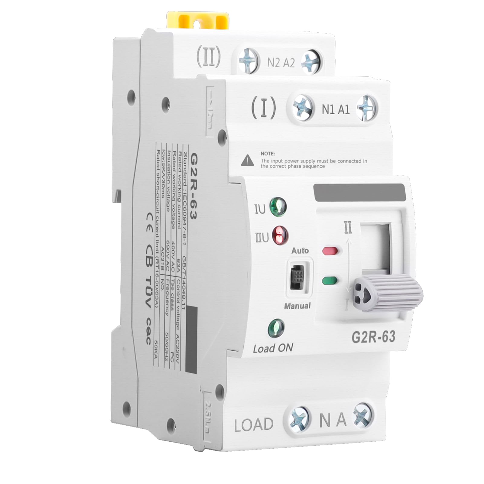 Jadeshay Commutateur de Transfert Automatique G2R ATS Inverseur de Source Automatique 63A 2P Sélecteurs électriques 220V