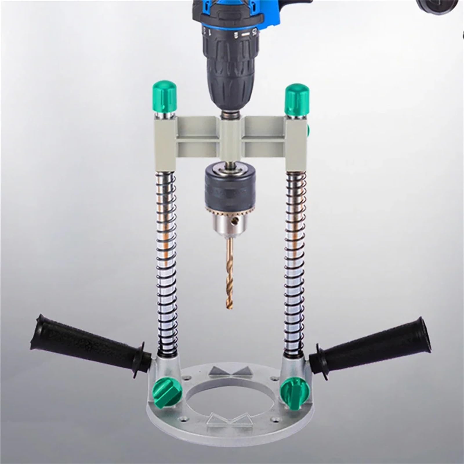 Soporte de taladro eléctrico manual de 1,5mm-13mm, guía de perforación Vertical ajustable, posicionador, guía de ángulo recto, soporte localizador de agujeros(2 Handles with cover)