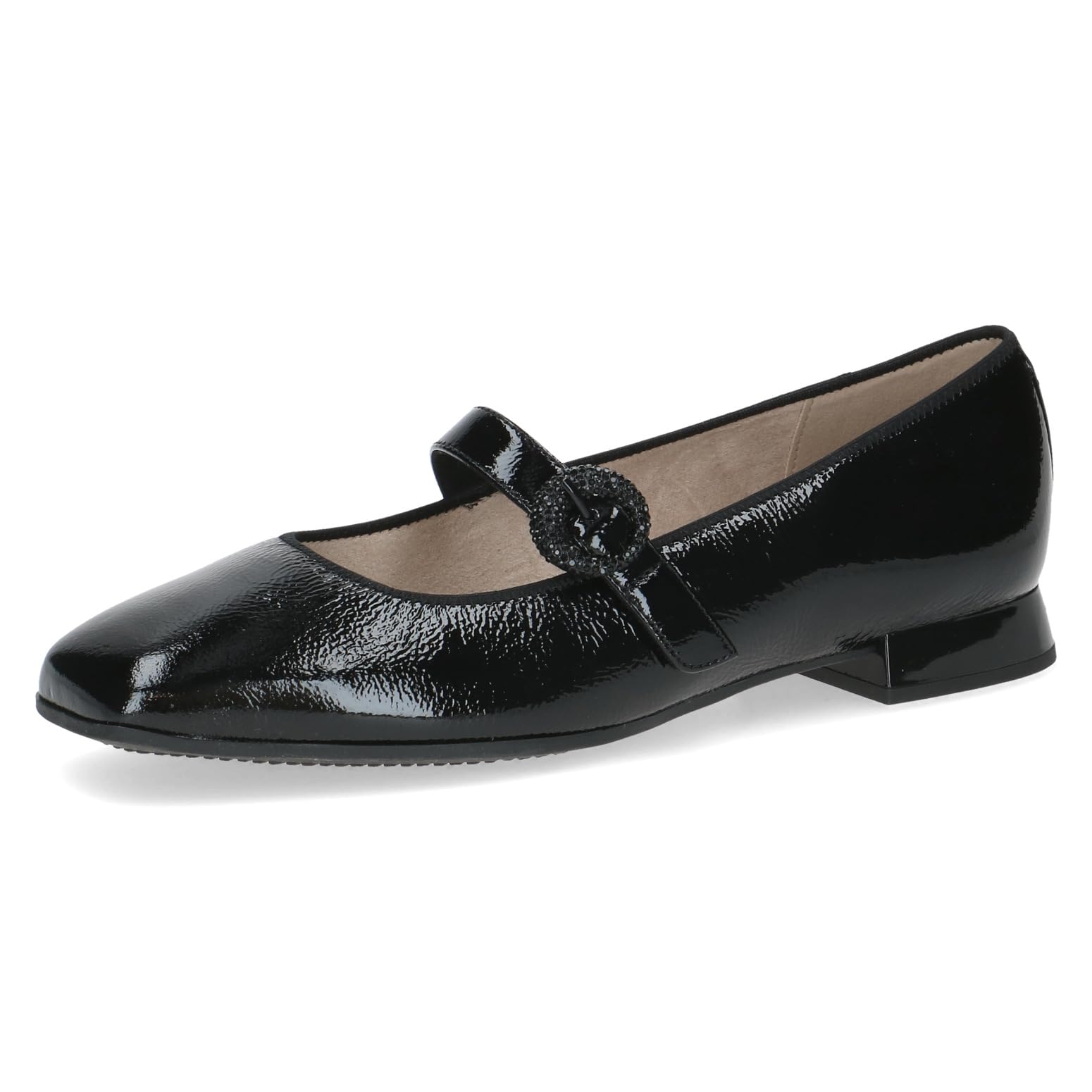 CAPRICE Women Ballet Flats Leather Low Heel, Black (Black Naplak), 6.5 UK