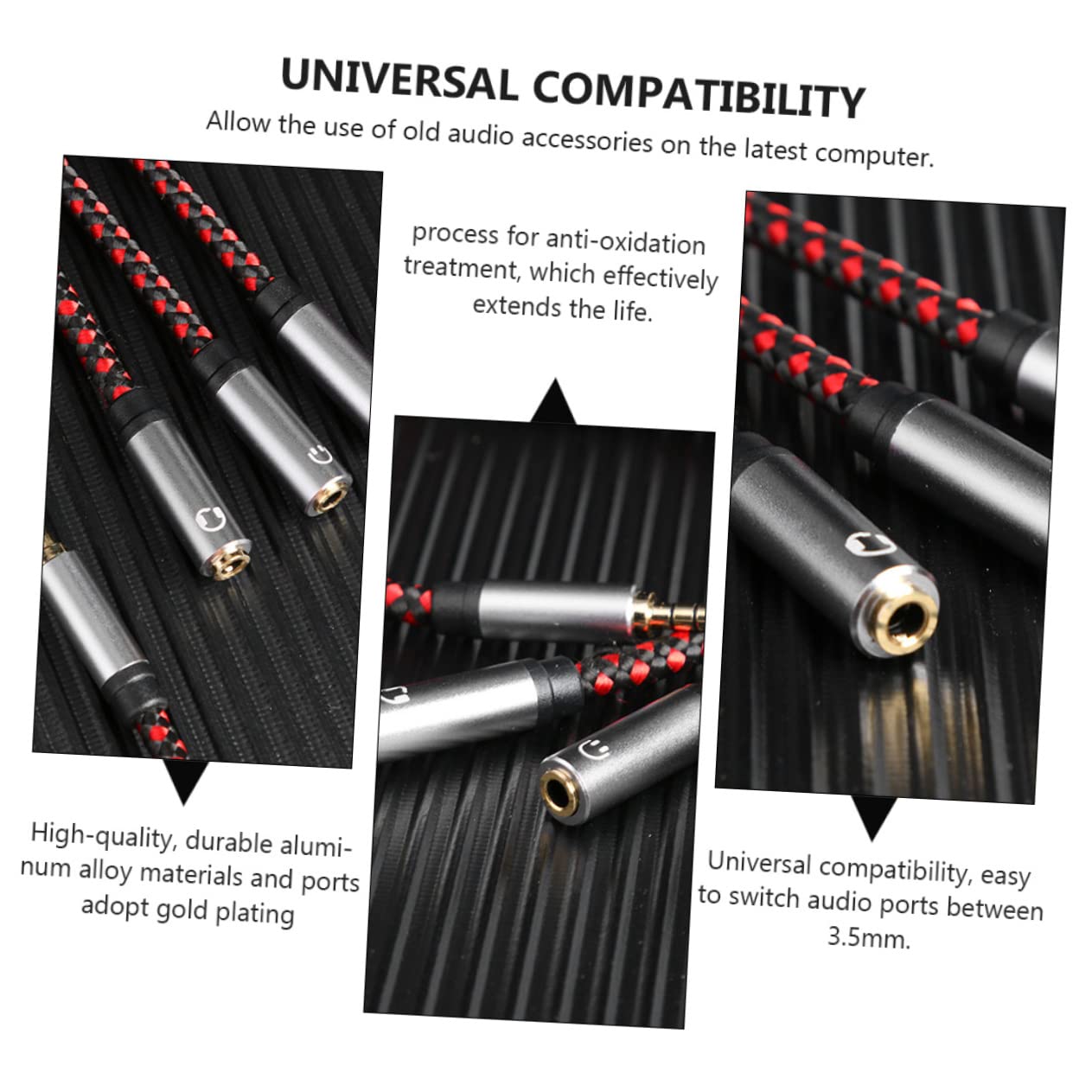 Uonlytech 3pezzi Cavo Audio Splitter Vie Per Cuffie Adattatore Audio Leggero e Compatto Compatibile Con Laptop e Smartphone Per Viaggi e Uso Quotidiano