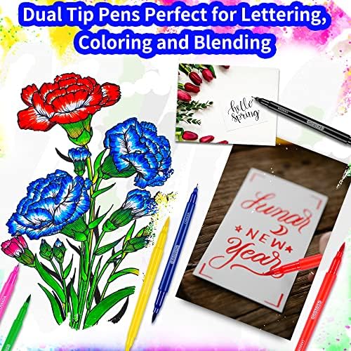 24 Colors Watercolor Paint Markers, Dual Tip Coloring Paint Markers Set Brush Pen and Fine Tip for Kid and Adult Coloring, Painting, Sketching and Drawing, School Supplies and Art Supplies 4 61nIBD3zIeL. AC