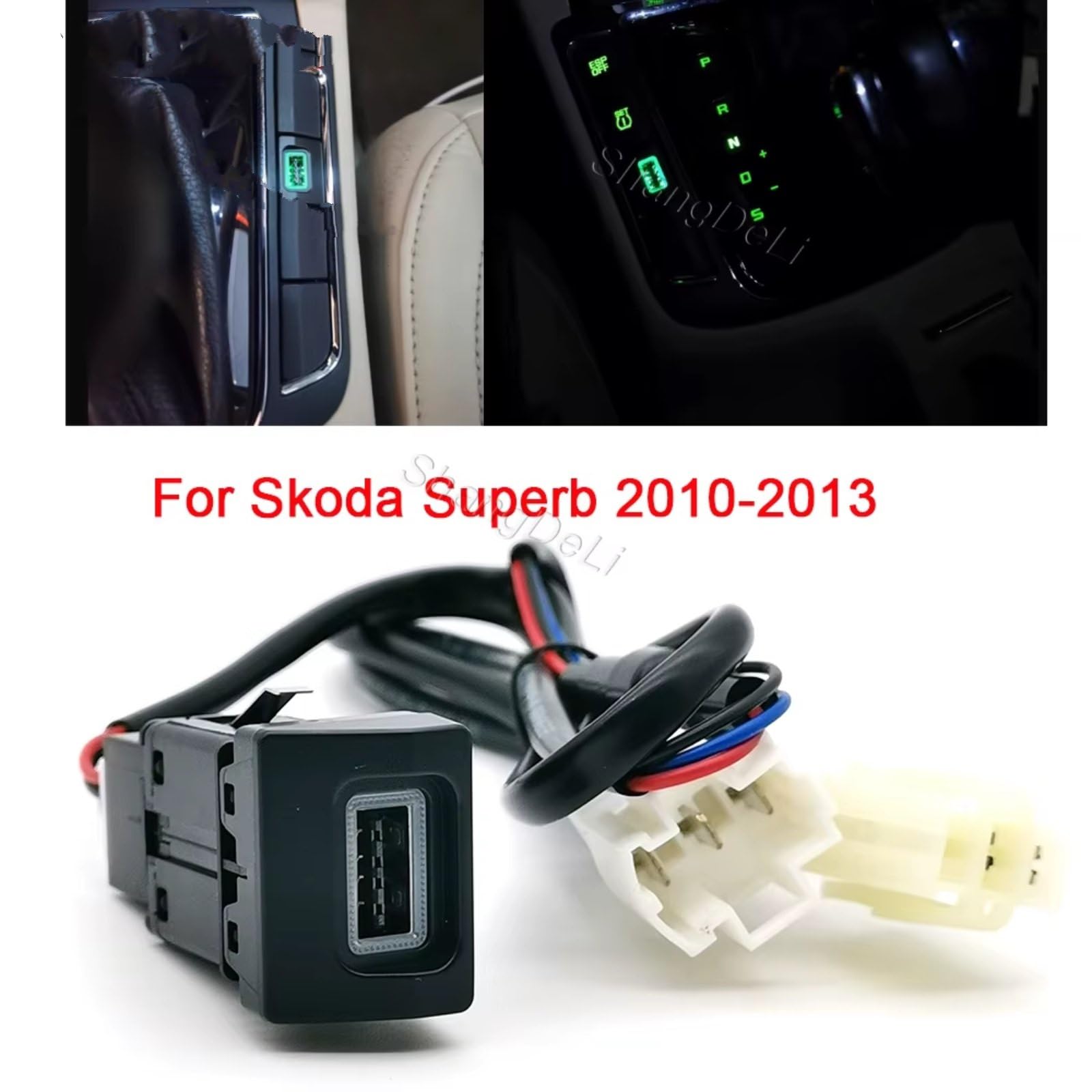 Adattatore Presa USB Console Presa USB Compatibile Con Skoda Per Superb 2010-2013 Auto Presa Ricarica QC3.0 Carica Veloce Del Telefono Presa Ricarica Adattatore Alimentazione