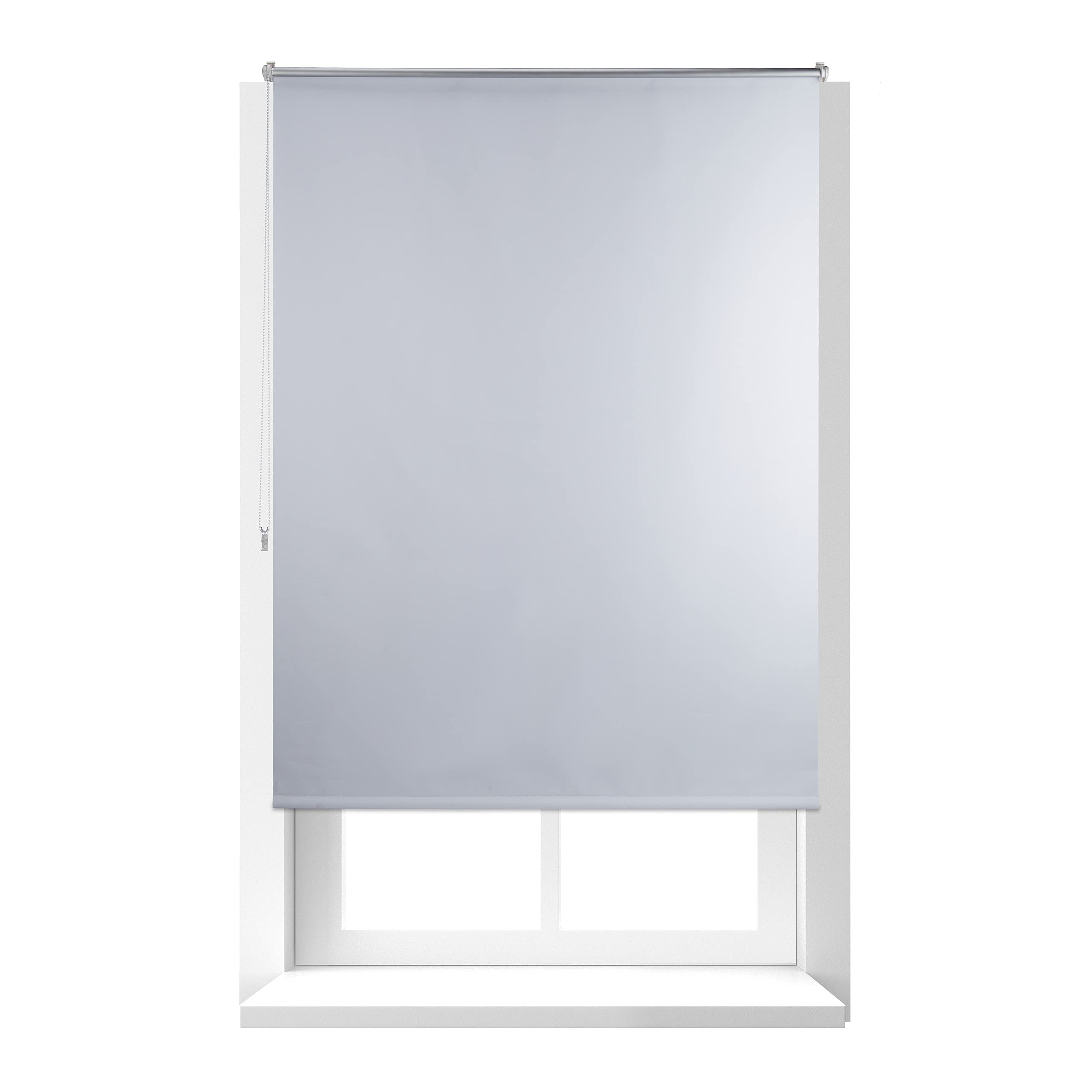 Relaxdays 10023760_740 Store Enrouleur Thermique Occultant Chaînette latérale Fixation clips sans perçage, 120x160 cm, largeur tissu 116cm, blanc, 120 x 160