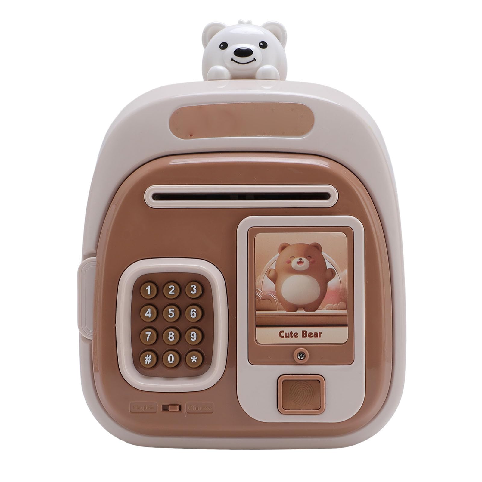 SIXRUN Large Capacity Smart Jar to Save Password and Fingerprint for Children, Fun and Educational, Plastic Material (Brown)